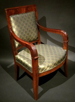 Fine Empire Period Mahogany Framed Fauteuil, France, circa 1815