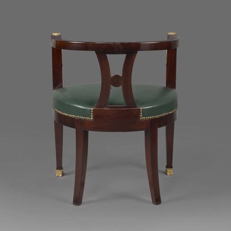 Fine Empire Style GiltBronze Mounted Mahogany Desk Chair, French