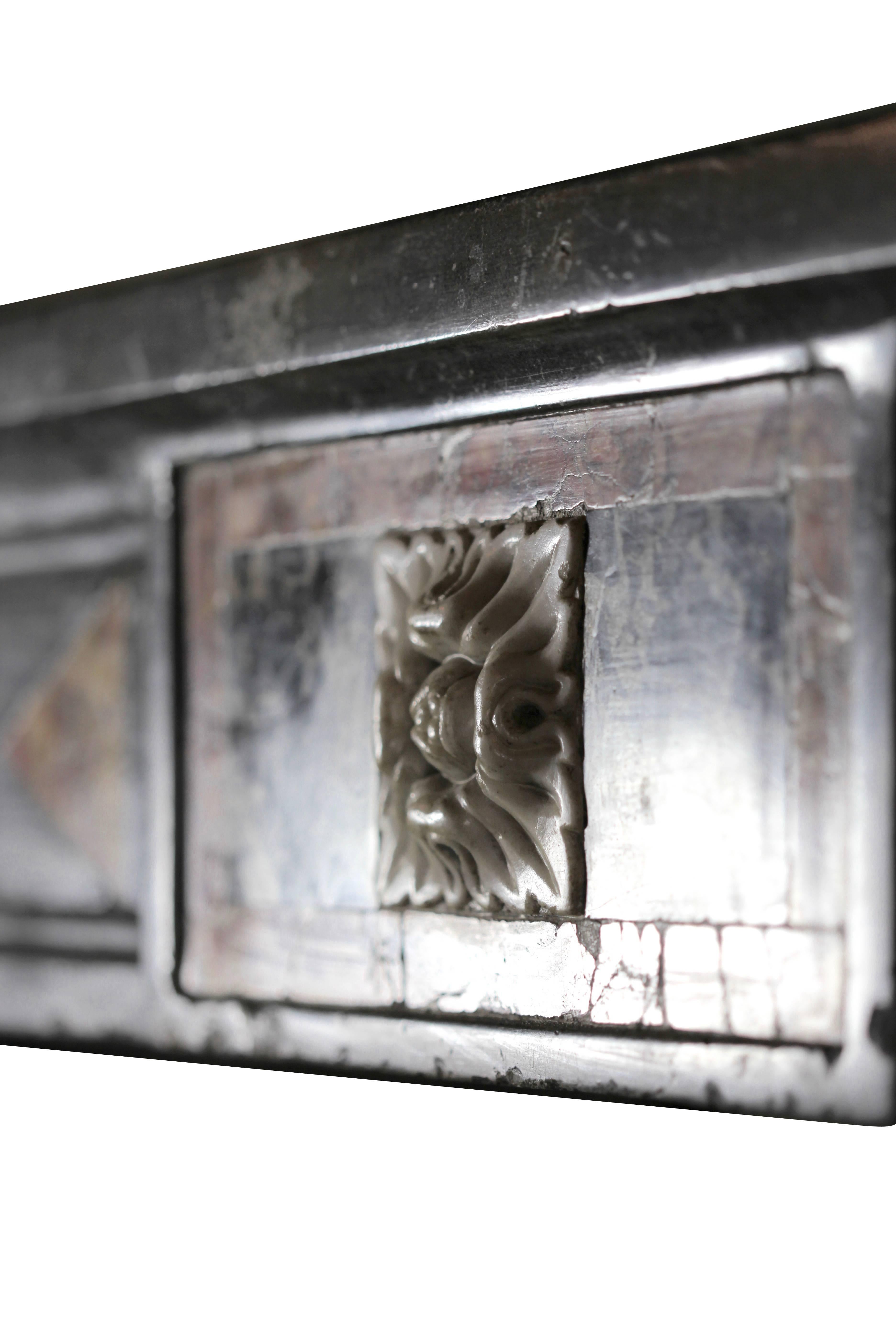 Louis XVI Fine European Rustic Antique Fireplace Surround with Marble Inlays For Sale