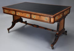 Fine Example of a Regency Style Six-Drawer Oak Writing Table
