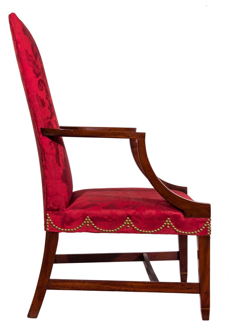 Lot - A Federal upholstered mahogany lolling chair, Massachusetts