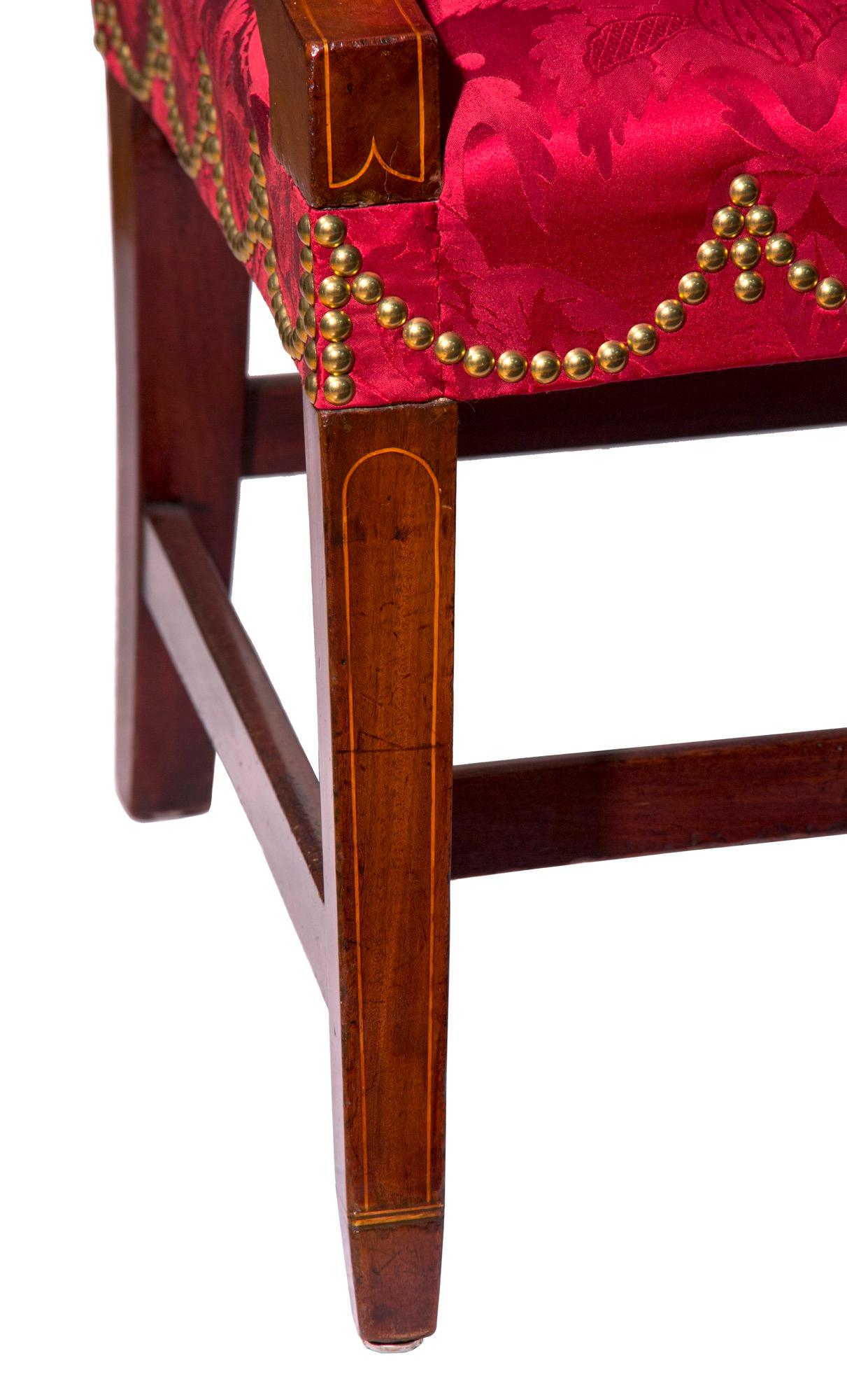 American Fine Federal Inlaid Mahogany Lolling Chair, MA, circa 1800 For Sale