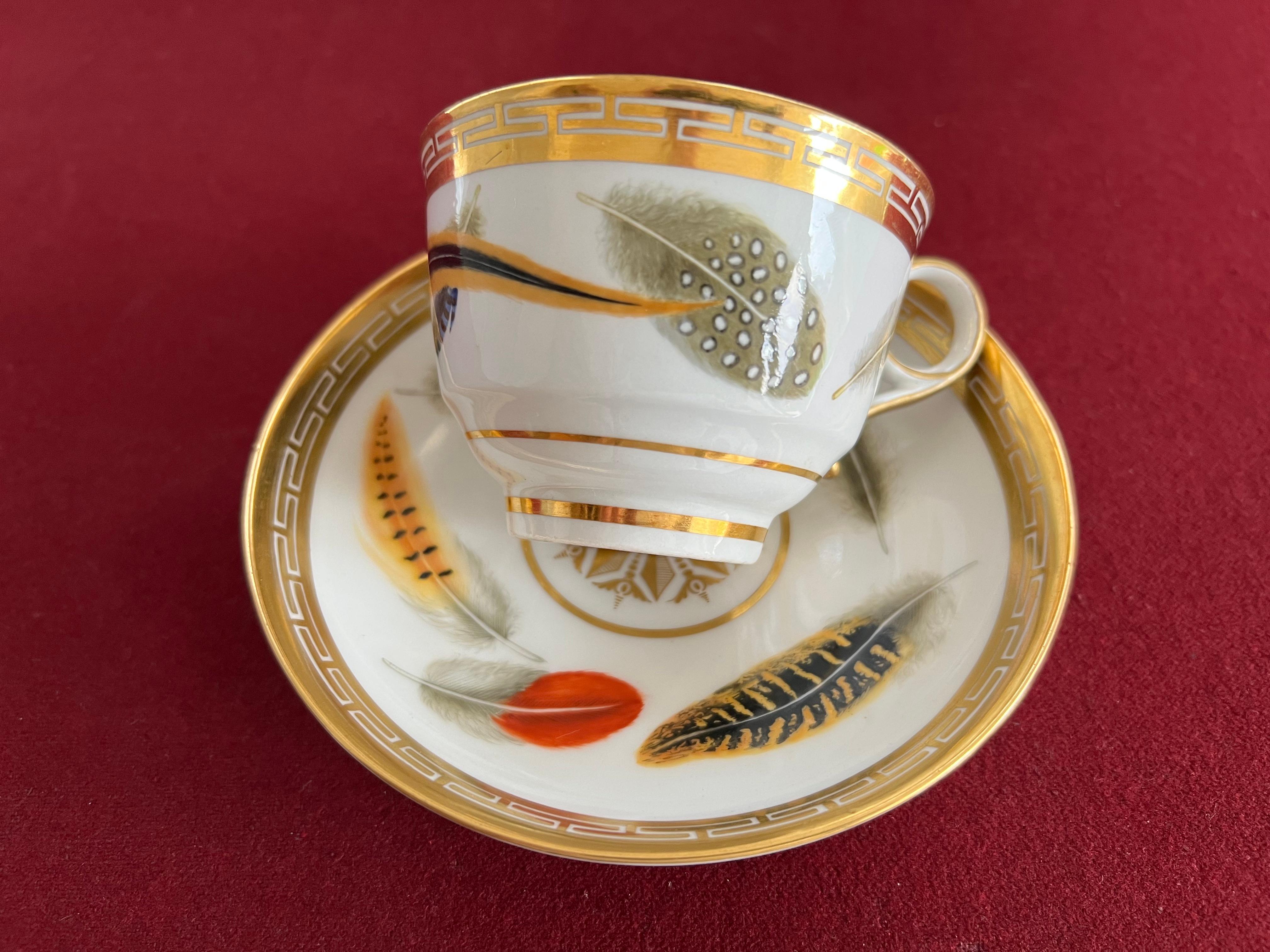 British Fine Flight & Barr Worcester Porcelain Teacup & Saucer, circa 1800 For Sale