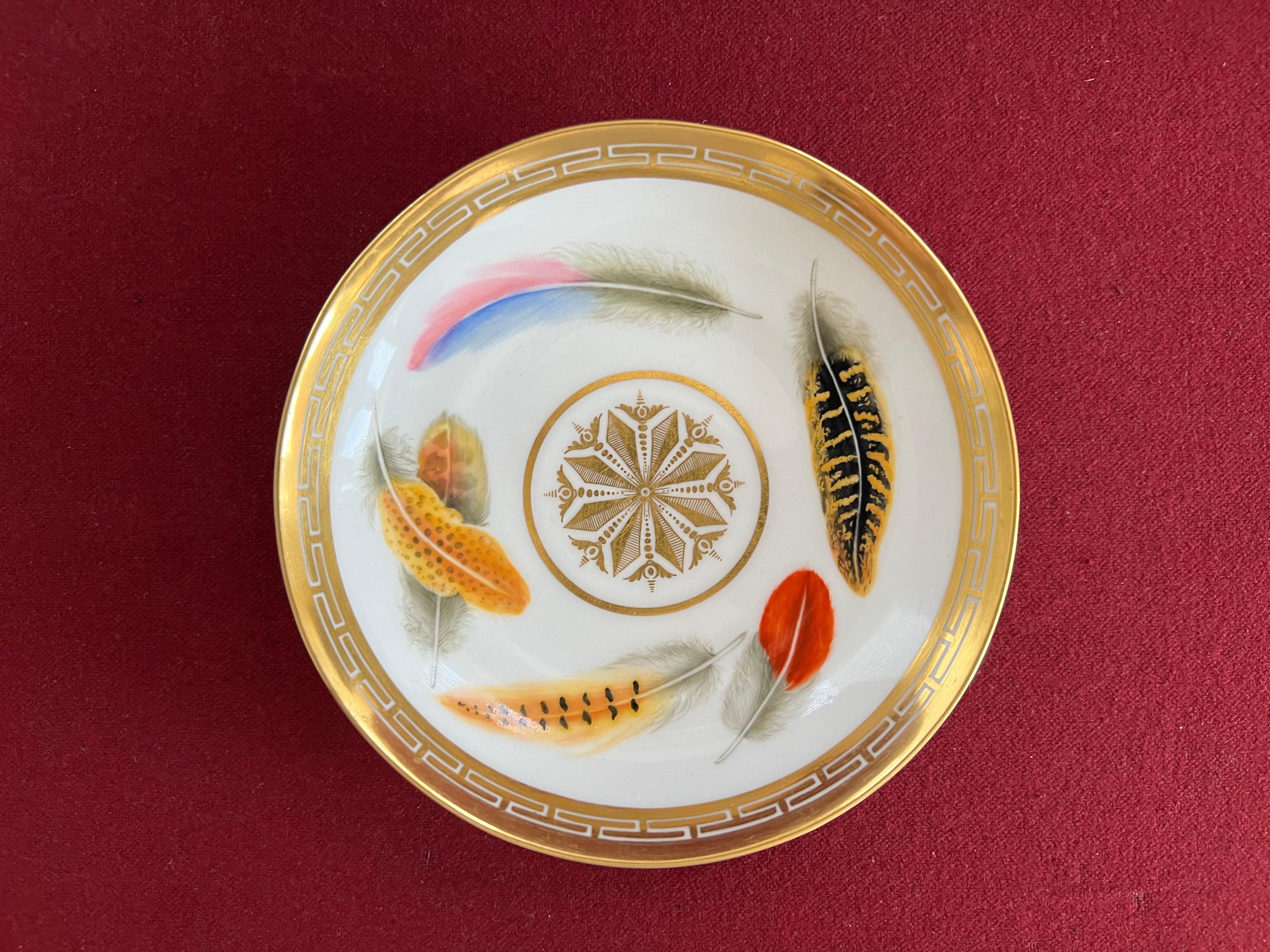 Hand-Painted Fine Flight & Barr Worcester Porcelain Teacup & Saucer, circa 1800