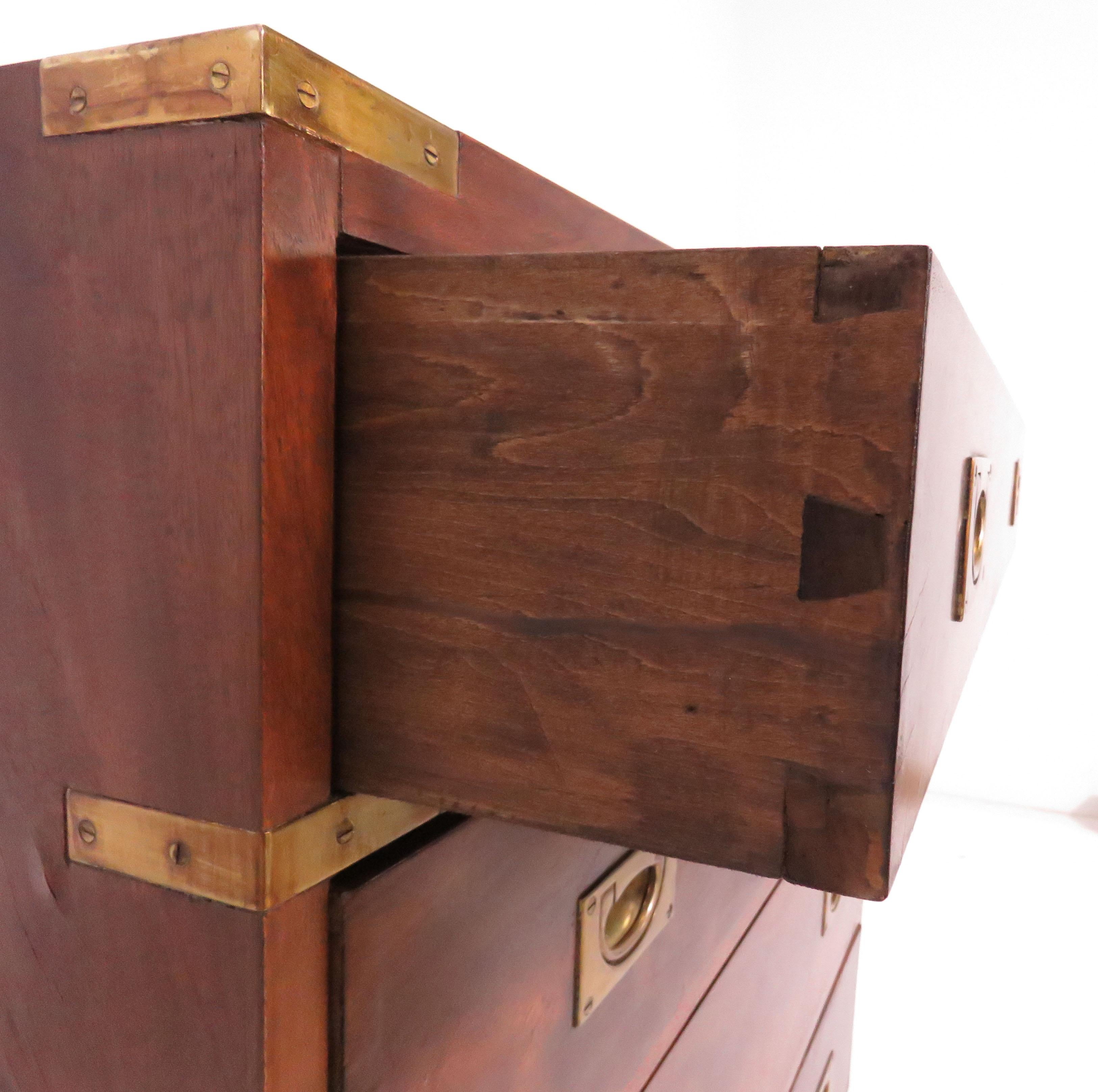 Fine Four Drawer Campaign Chest in Flamed Mahogany 2