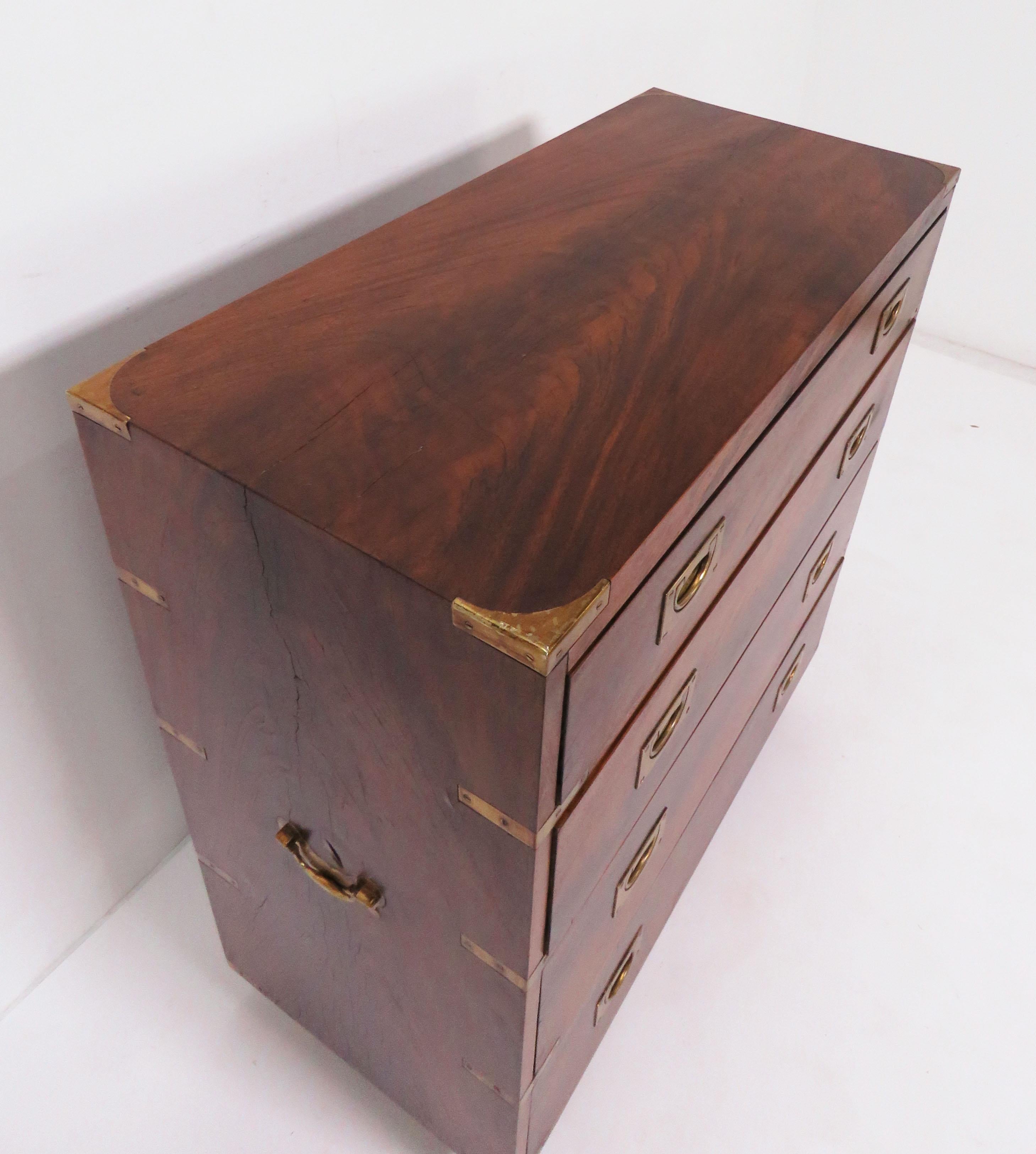 Fine Four Drawer Campaign Chest in Flamed Mahogany 3
