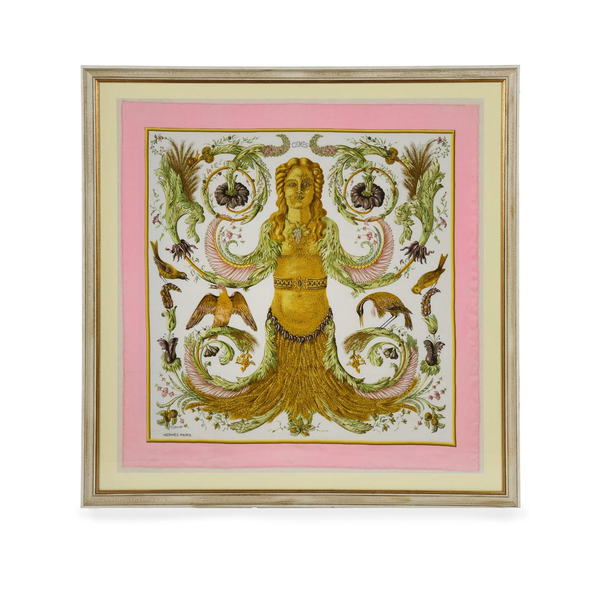 Ein feines gerahmtes Hermès 90 Seidenquadrat von Cerès, von Françoise Faconett, um 1967 im Zustand „Gut“ im Angebot in Lymington, Hampshire