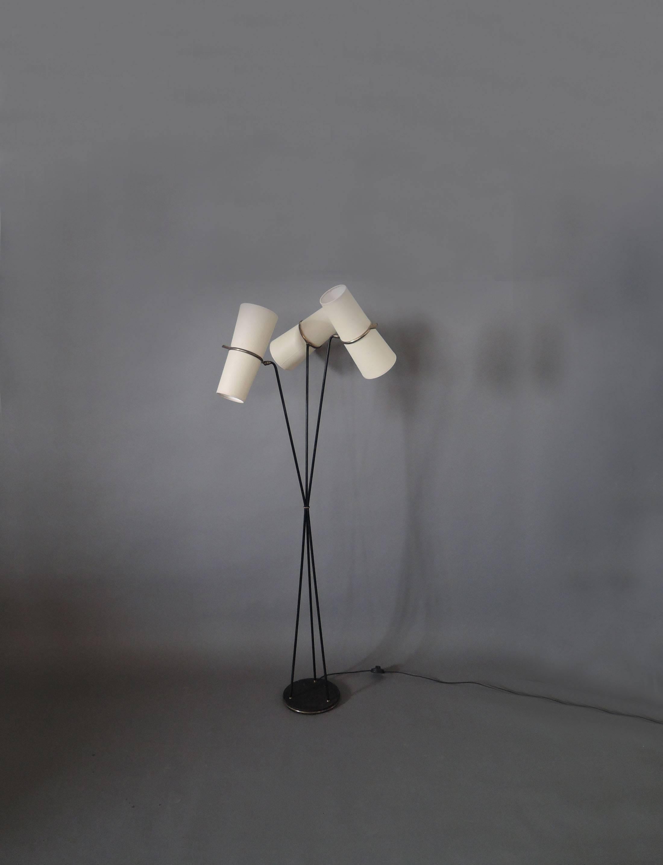 Fine French 1950s Three-Stem Floor Lamp by Maison Lunel 7