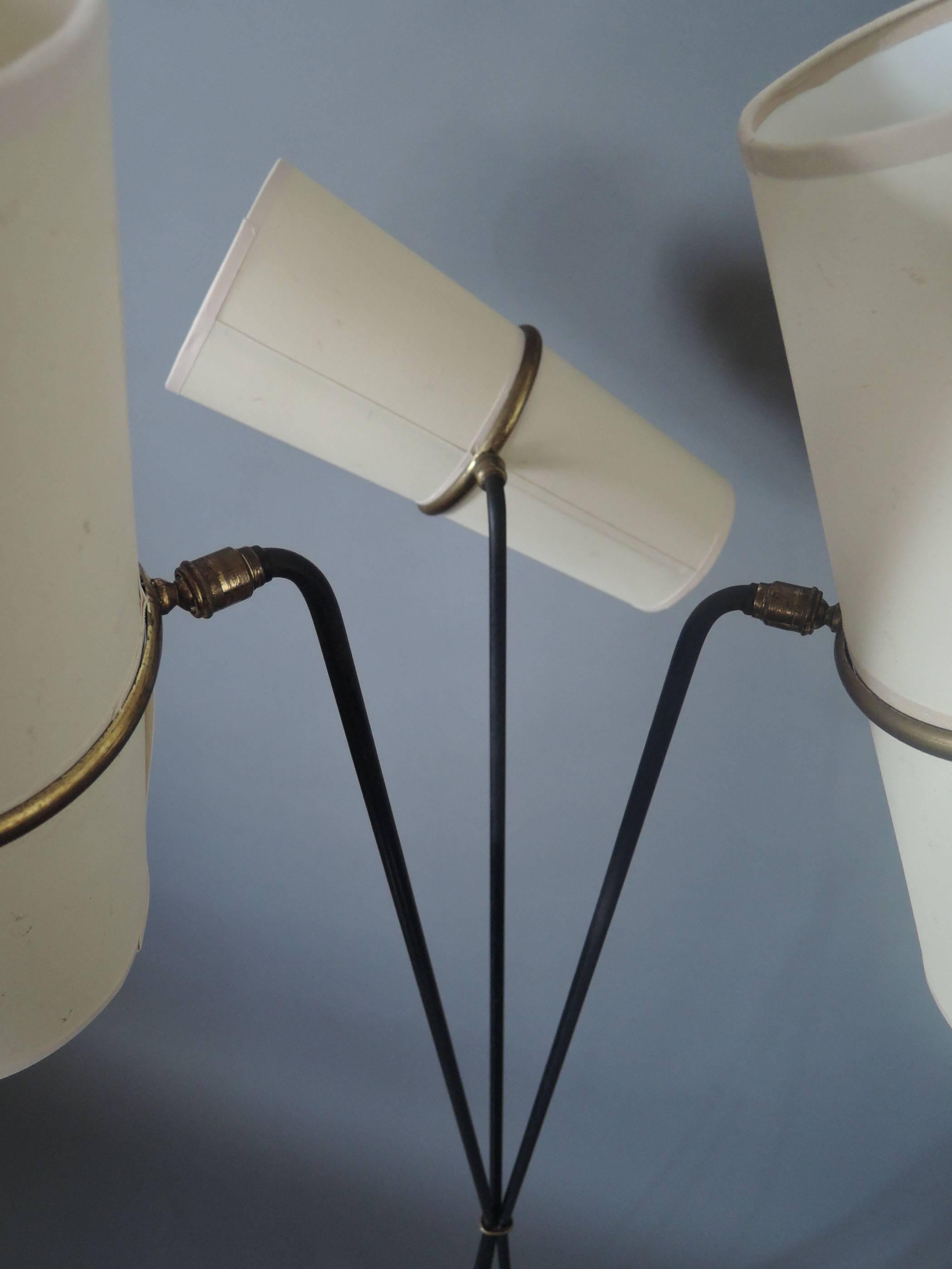 Mid-Century Modern Fine French 1950s Three-Stem Floor Lamp by Maison Lunel
