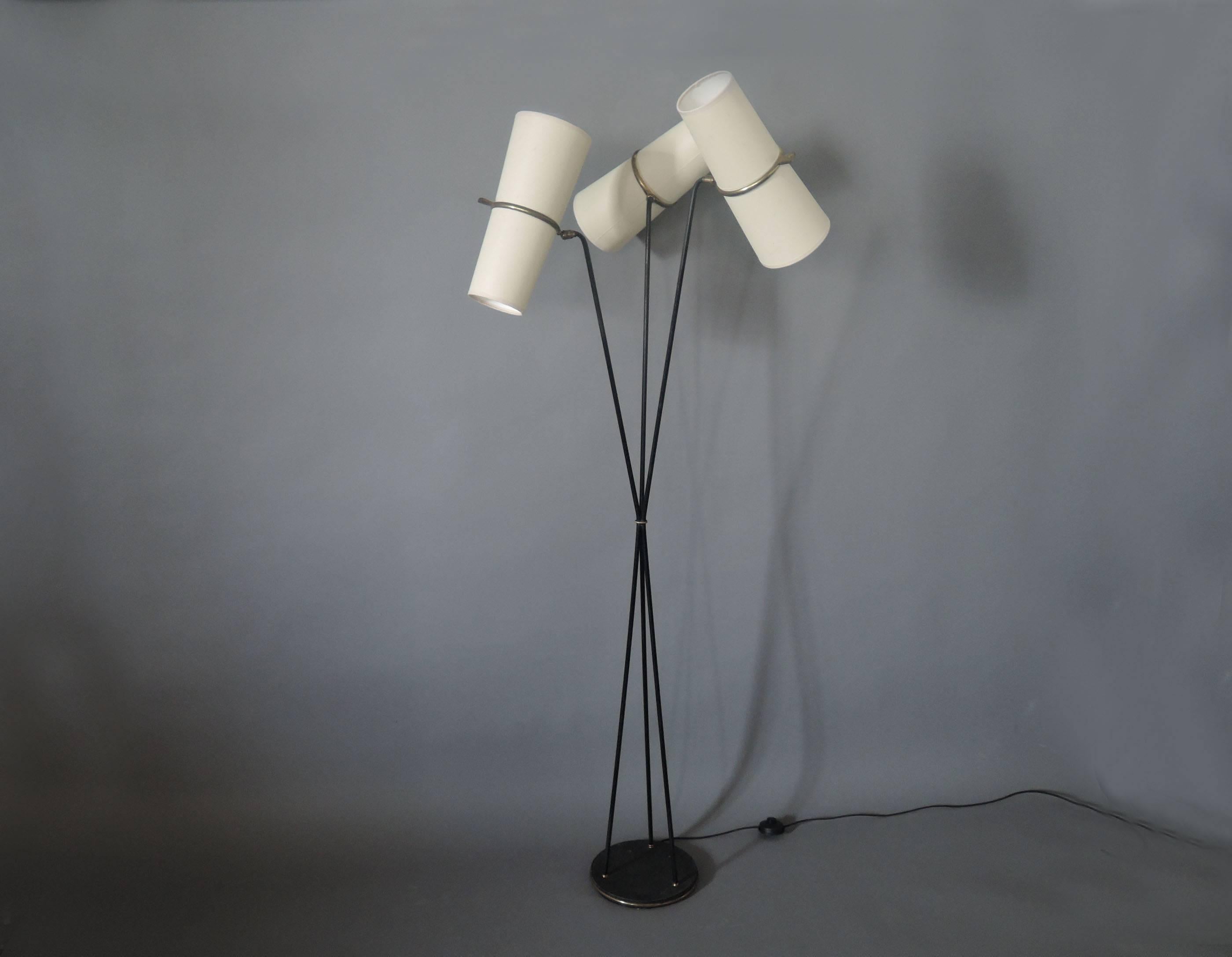 Mid-20th Century Fine French 1950s Three-Stem Floor Lamp by Maison Lunel