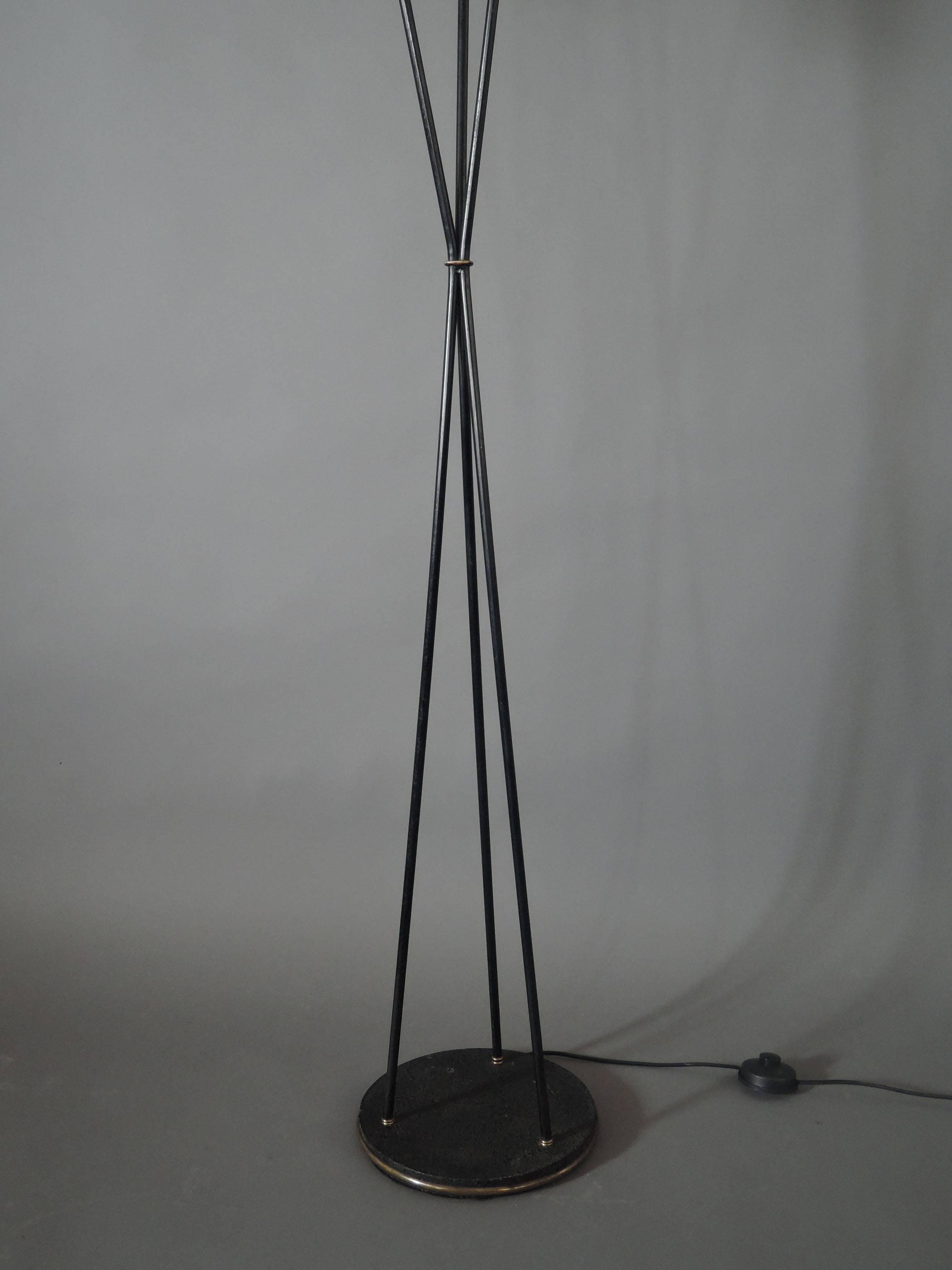 Fine French 1950s Three-Stem Floor Lamp by Maison Lunel 2