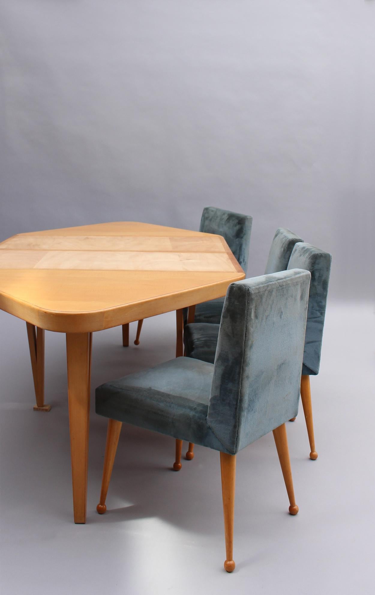 A Fine French 1950s Dining Set by Raoul Clement, 1 Table and 4 Chairs  12