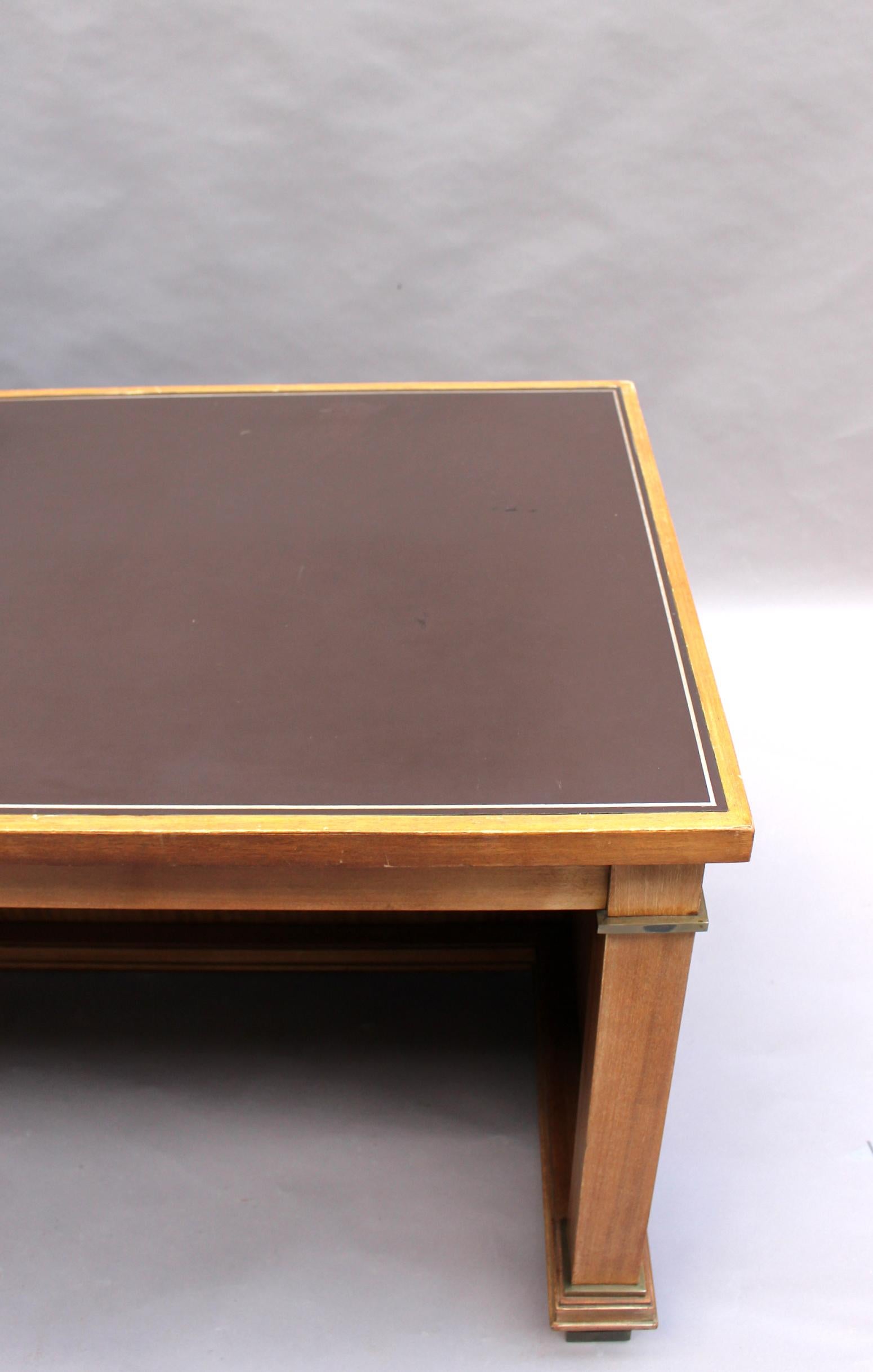 Fine French 1950's Rectangular Mahogany Desk by Jacques Adnet (2 available) For Sale 3