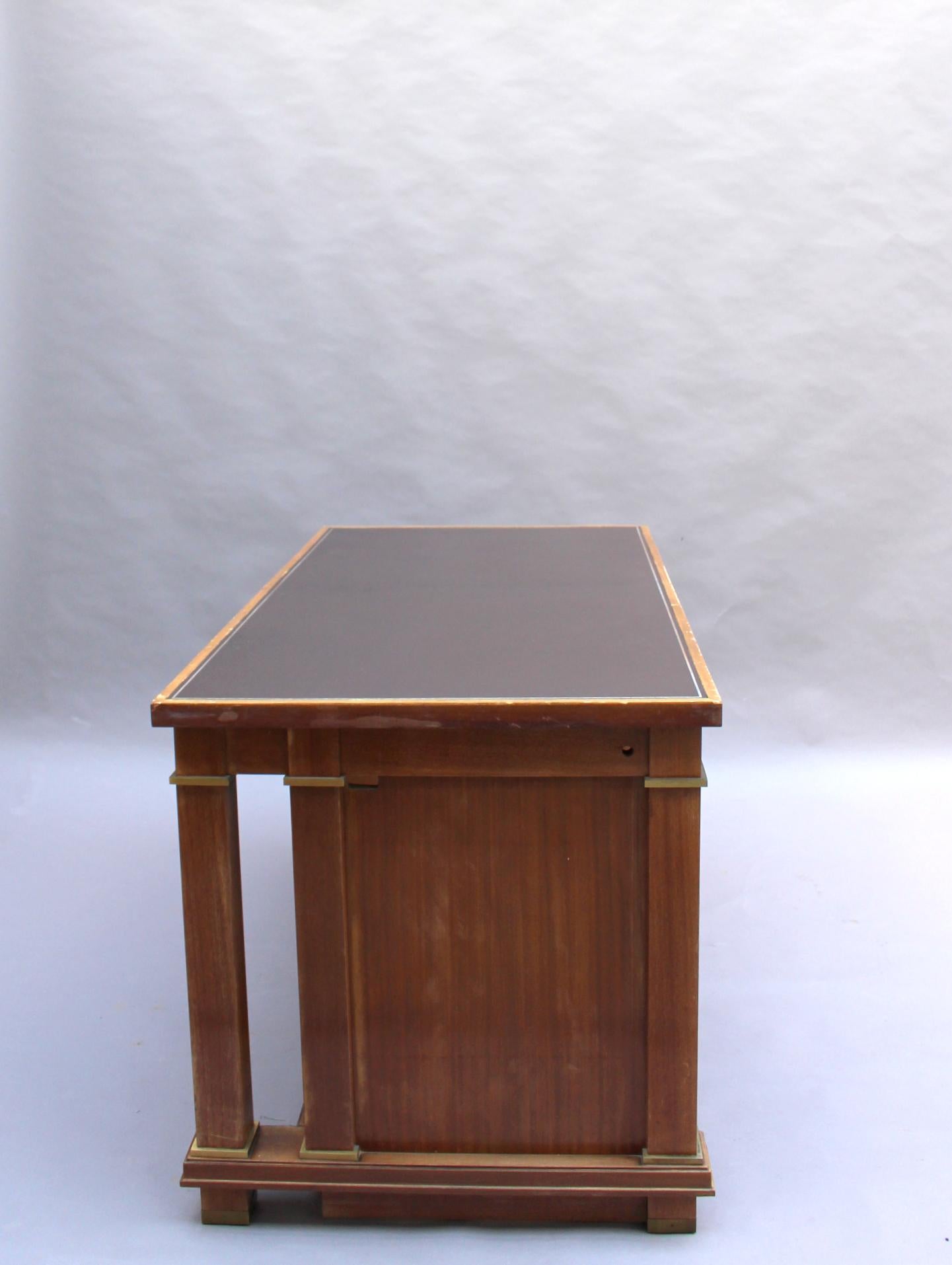 Mid-20th Century Fine French 1950's Rectangular Mahogany Desk by Jacques Adnet (2 available) For Sale