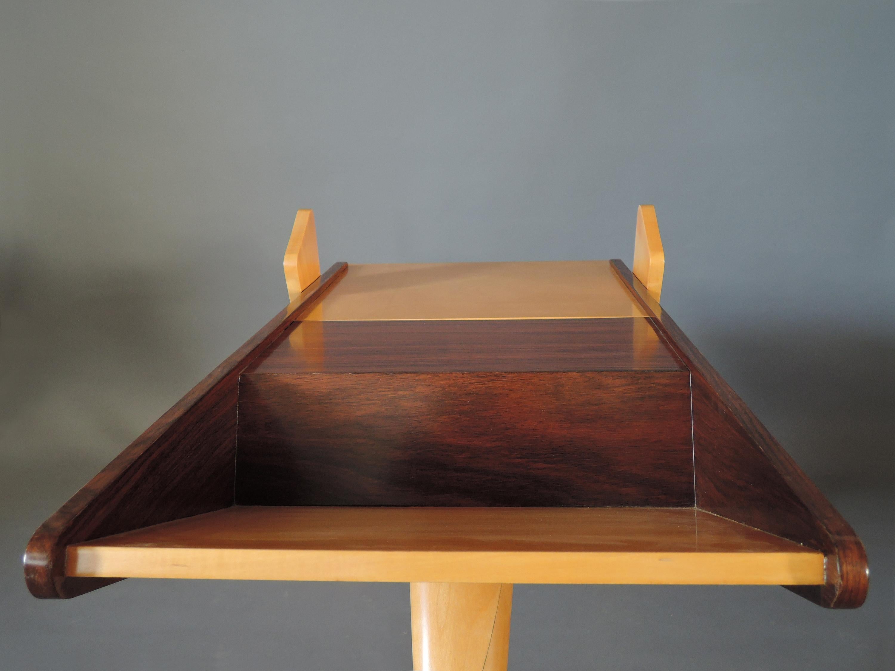 Fine French 1950s Rosewood and Sycamore Side Table/  Magazine Rack In Good Condition For Sale In Long Island City, NY