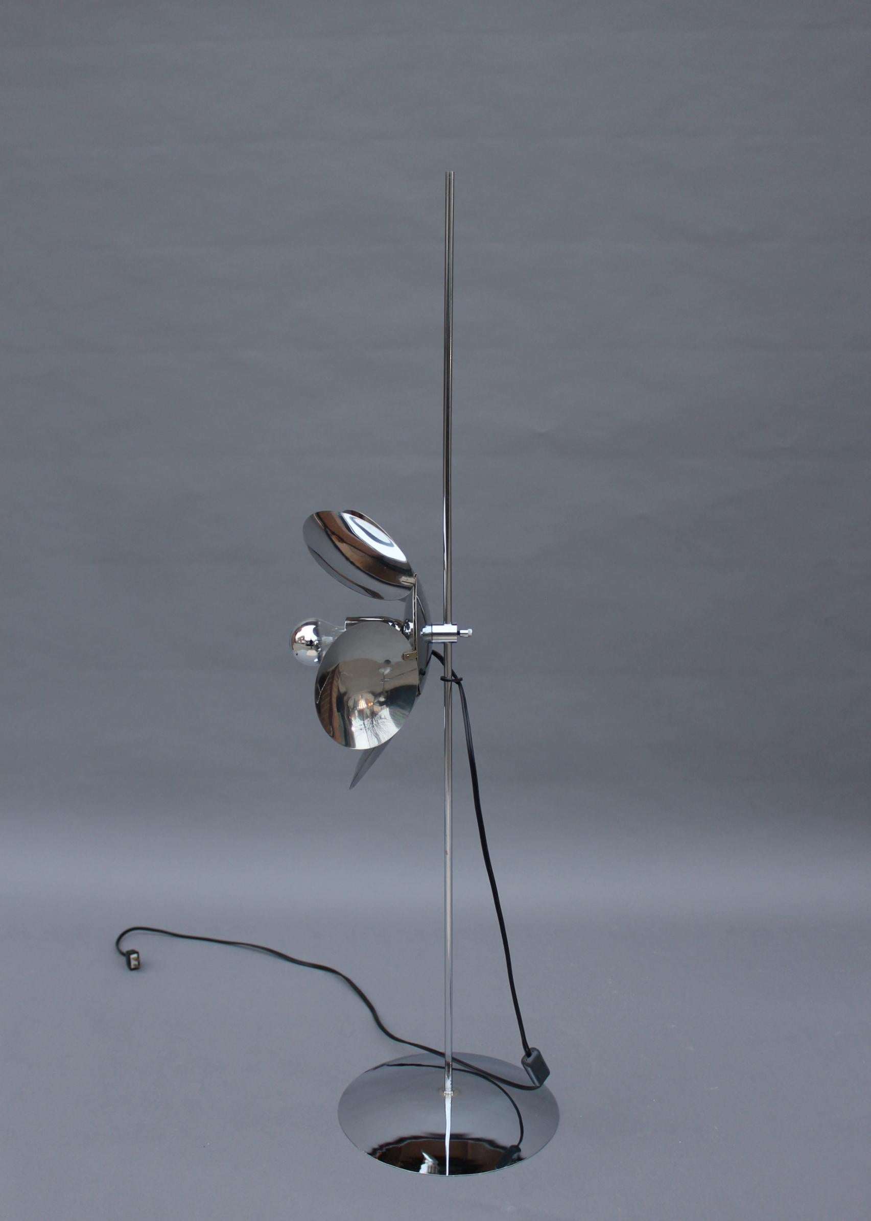 Fine French 1970s Adjustable Chrome Floor Lamp For Sale 6