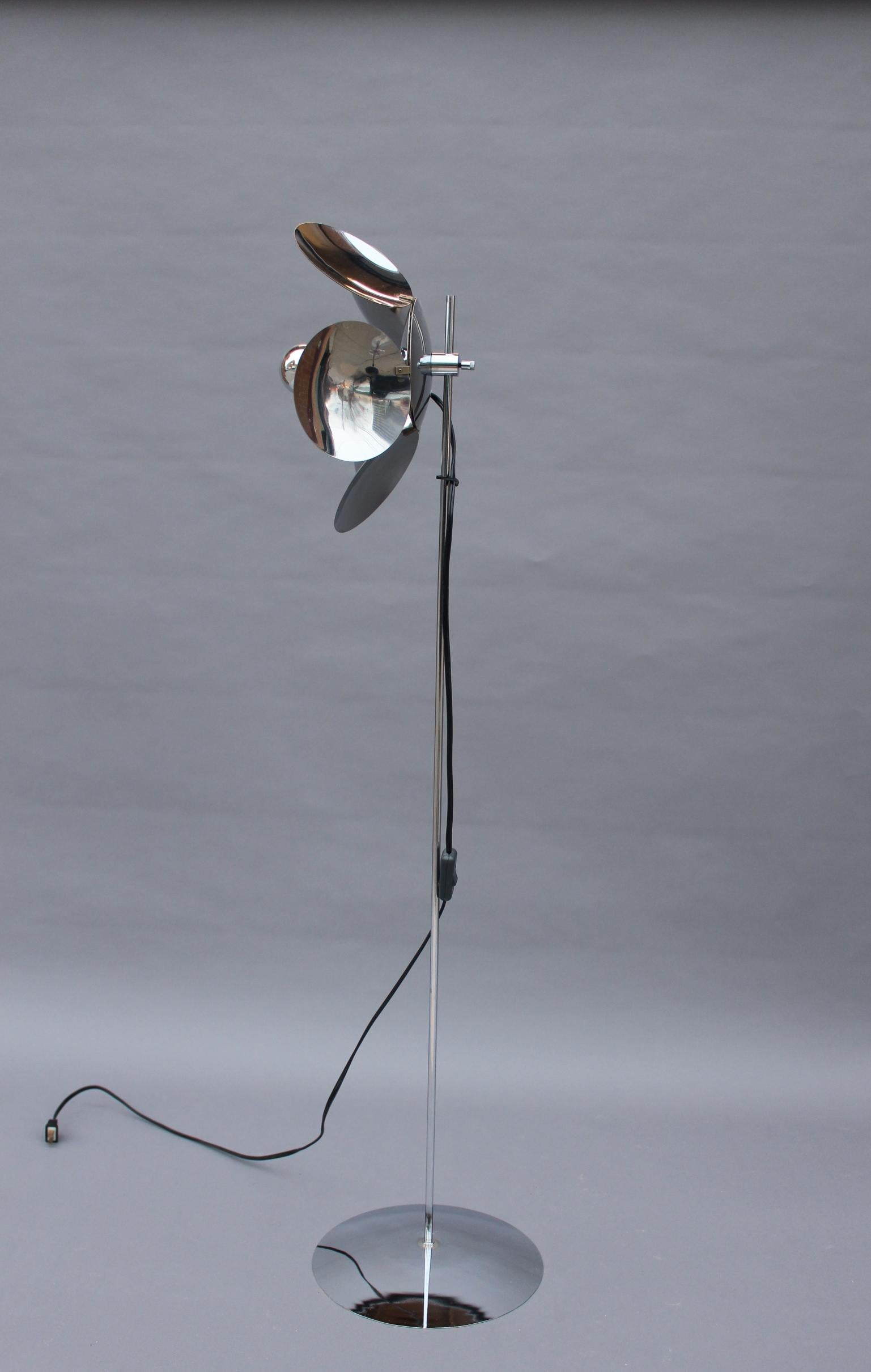 Fine French 1970s Adjustable Chrome Floor Lamp For Sale 3