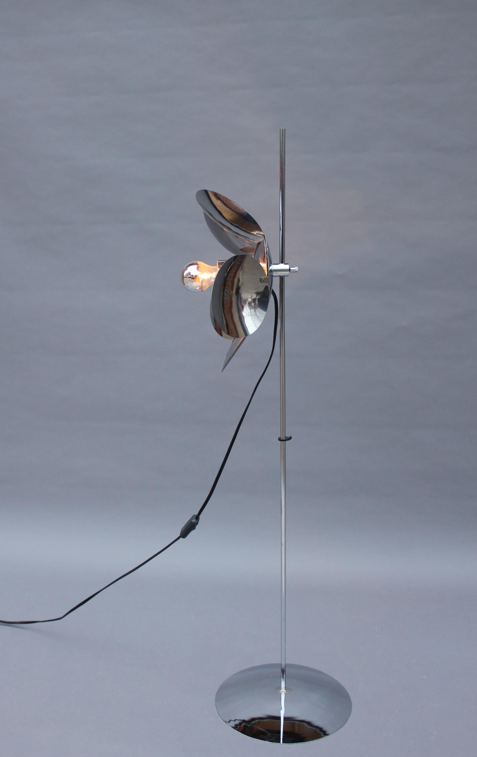 Fine French 1970s Adjustable Chrome Floor Lamp For Sale 4