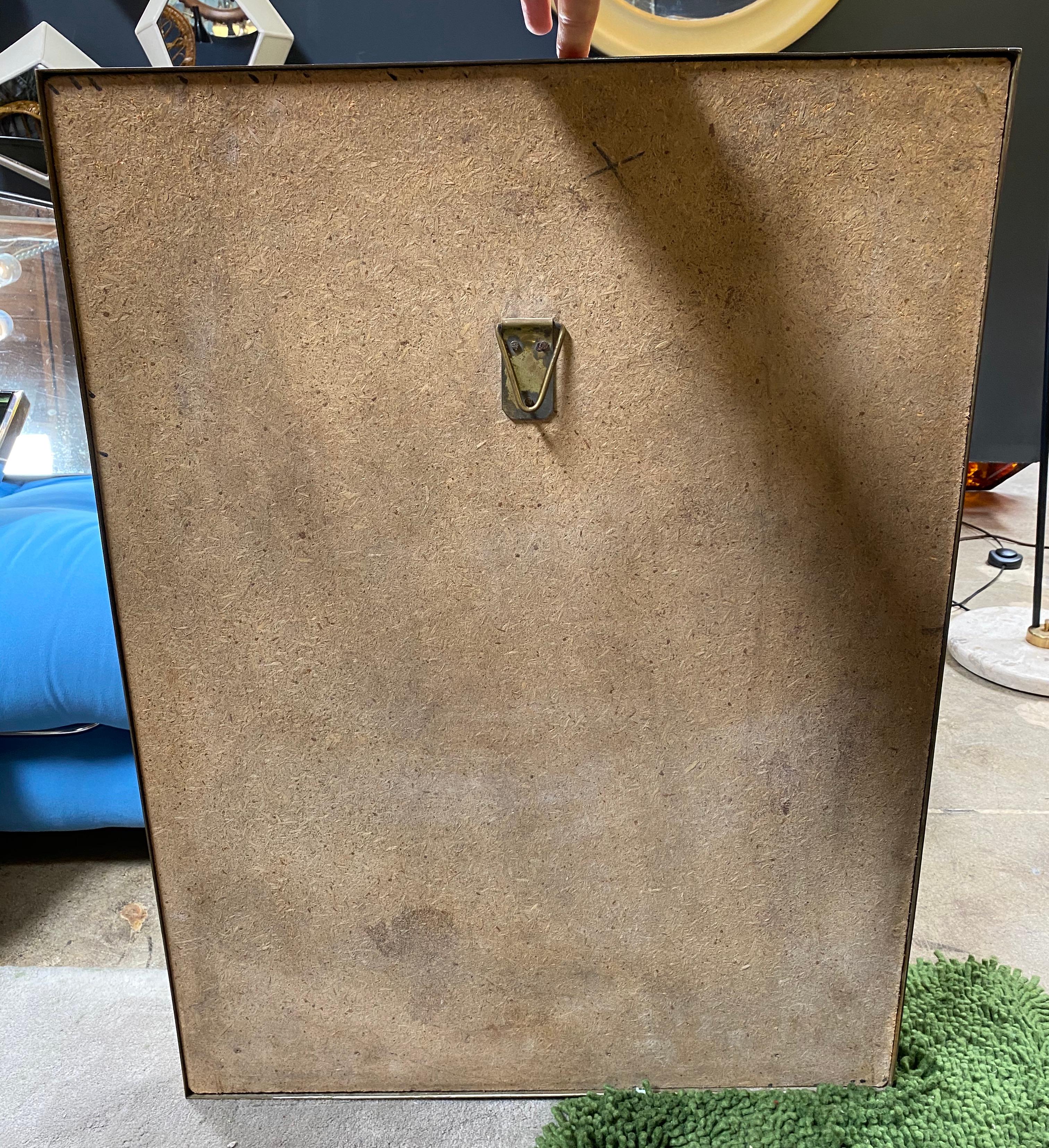 Miroir français des années 1970 en fonte de laiton en vente 1