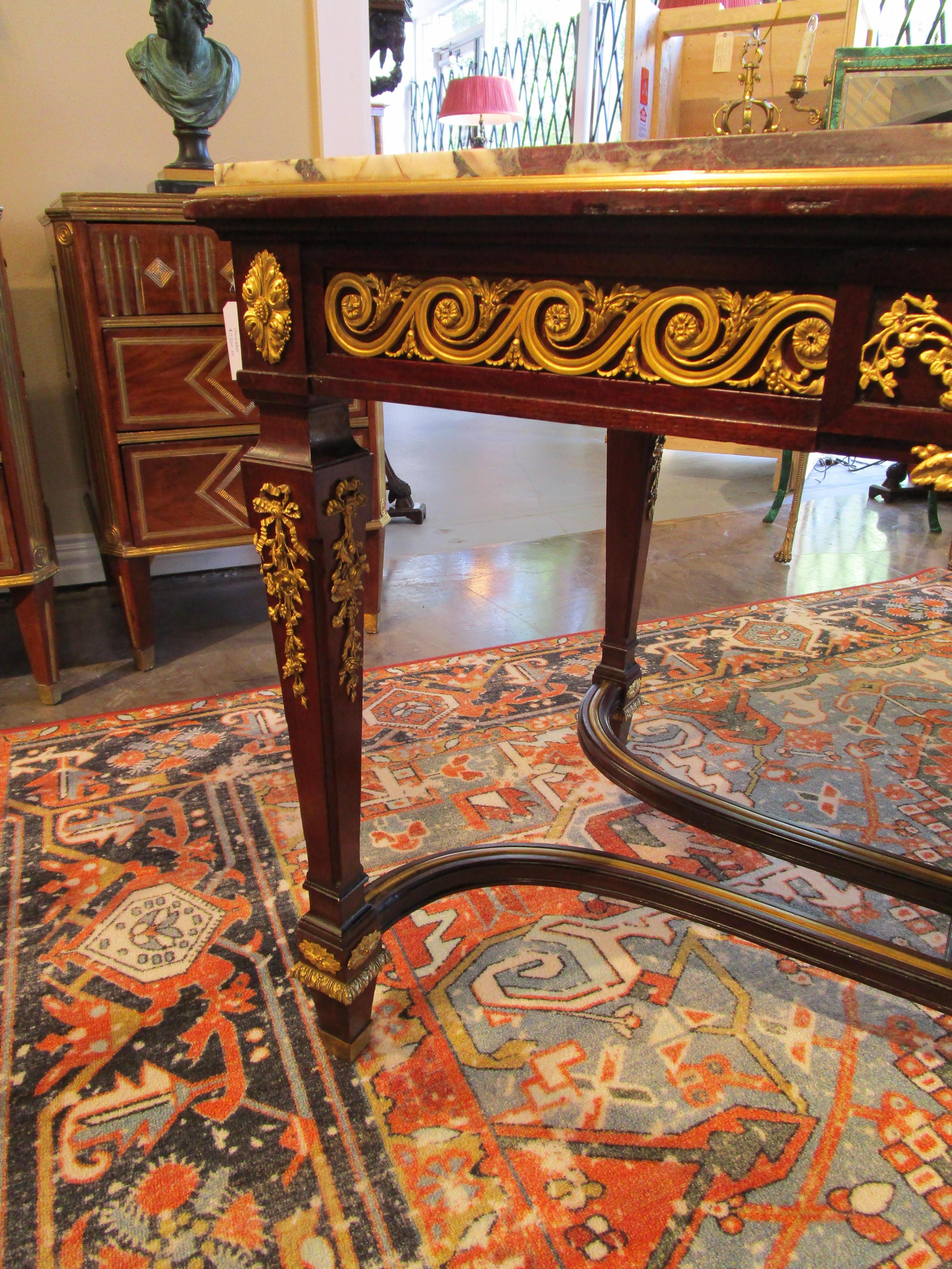 Fine  French 19th Century Center Table by Maison Forest, Fine Gilt Bronze 1