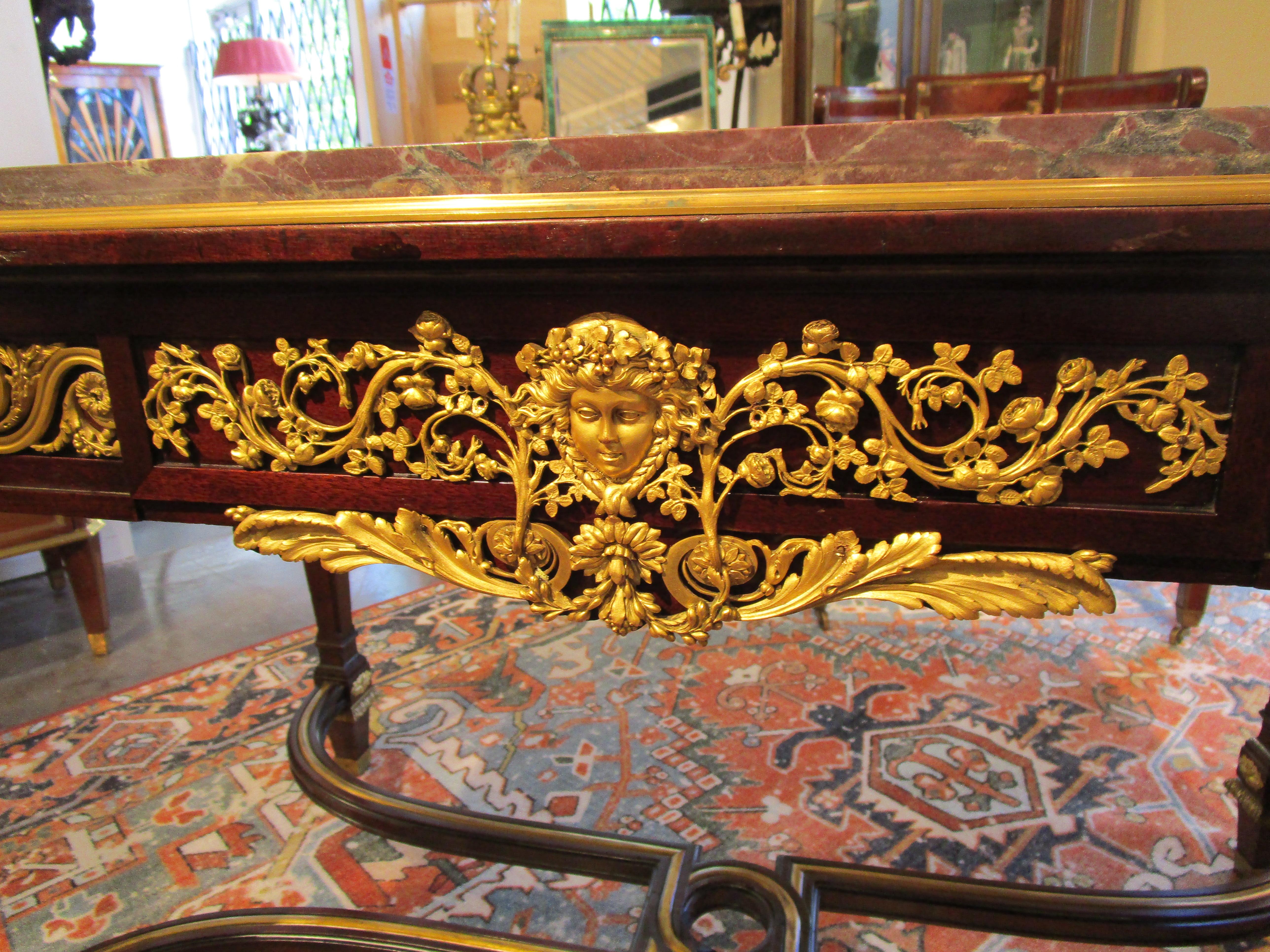Fine  French 19th Century Center Table by Maison Forest, Fine Gilt Bronze 2
