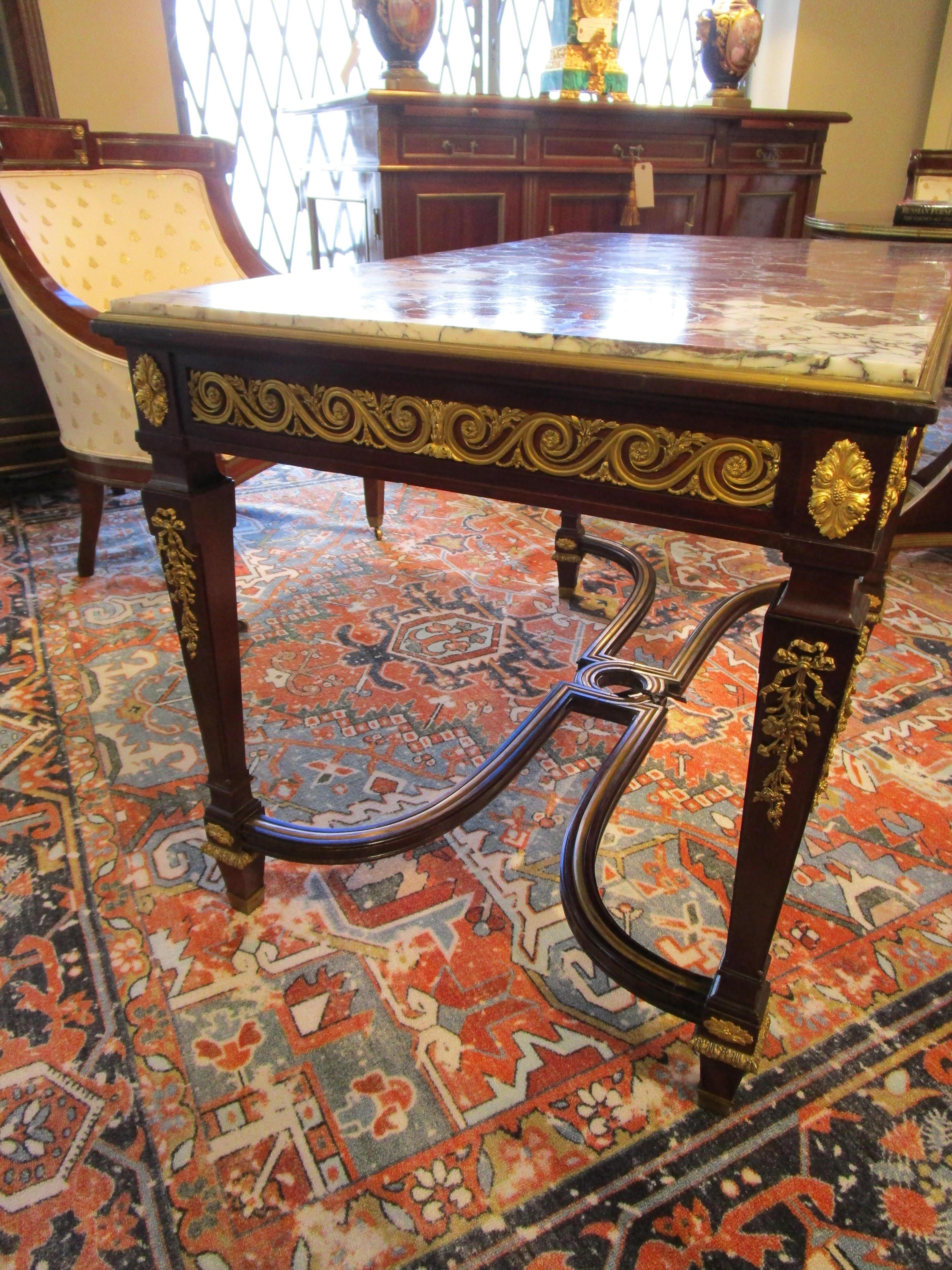 Fine  French 19th Century Center Table by Maison Forest, Fine Gilt Bronze 5