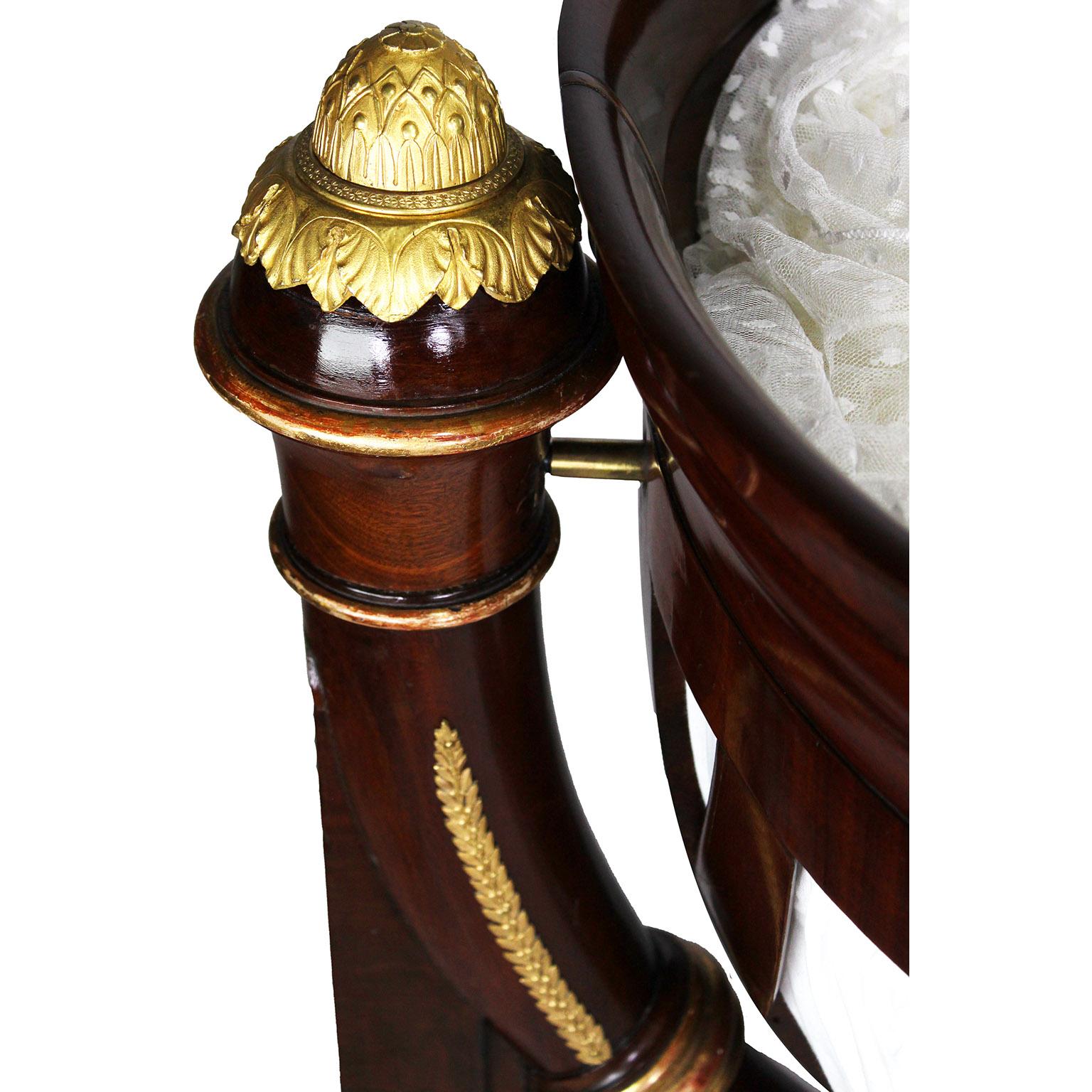 A Fine French 19th Century Empire Style Mahogany and Ormolu Mounted Crib Cradle For Sale 6