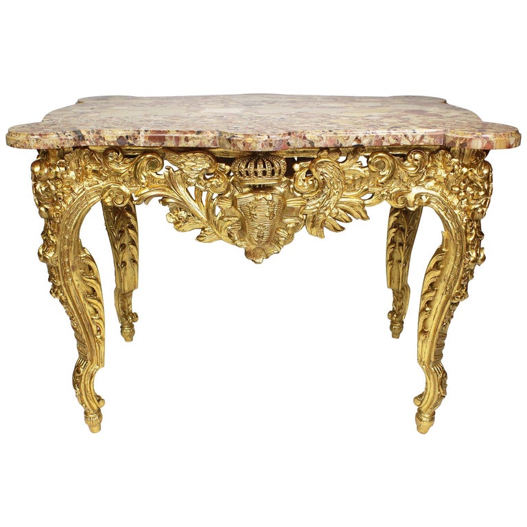 Fine French 19th Century Louis XV Style Giltwood Carved "Royal" Center ...