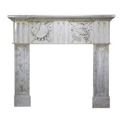 A Fine French 19th Century Louis XVI Style Carved White Marble Fireplace Mantel