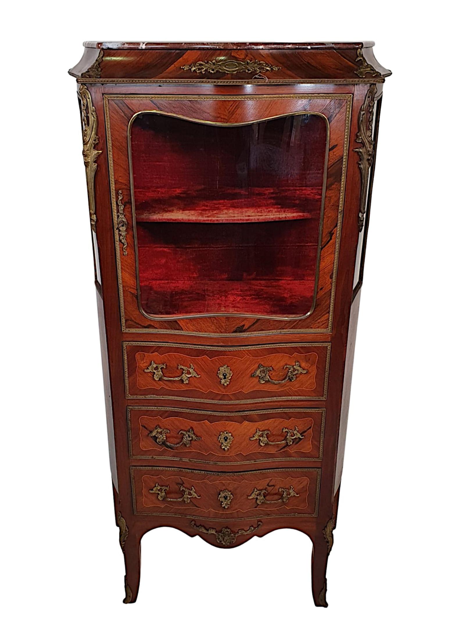 Fine French 19th Century Serpentine Marble Top Display Cabinet For Sale 1