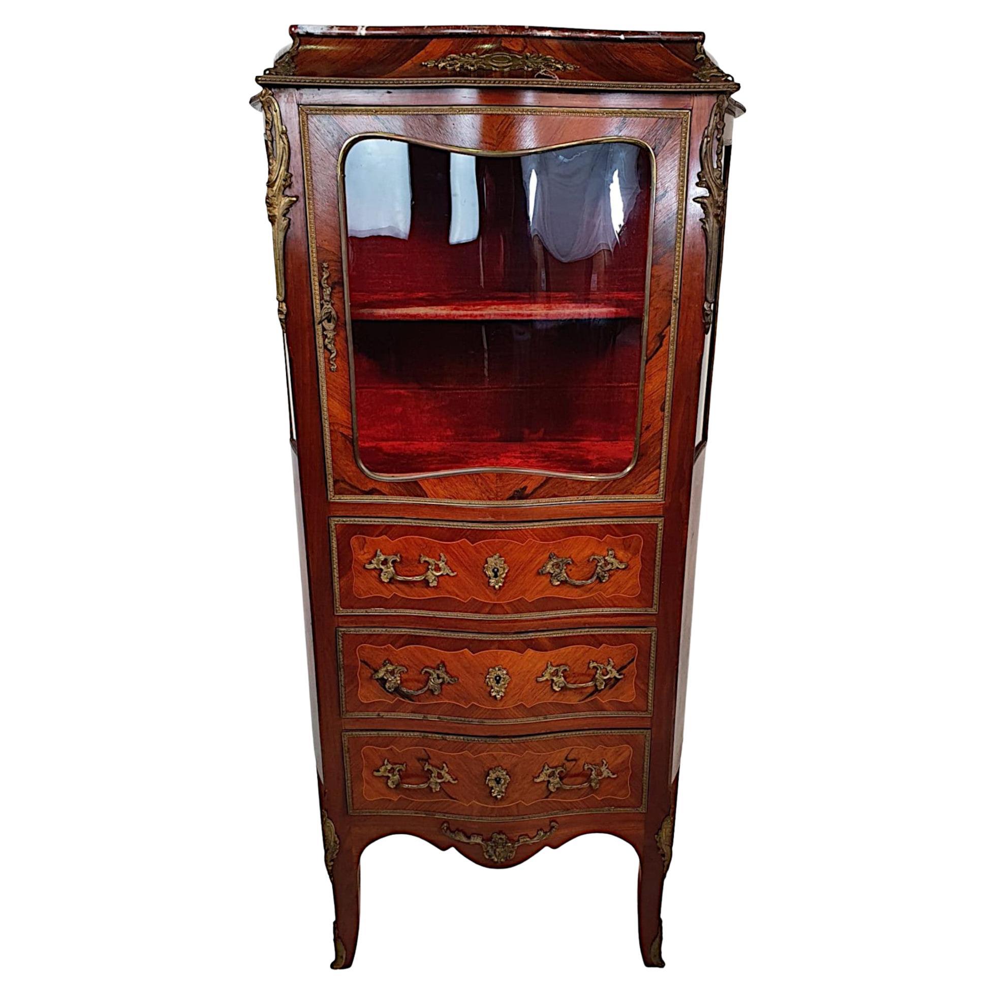 Fine French 19th Century Serpentine Marble Top Display Cabinet