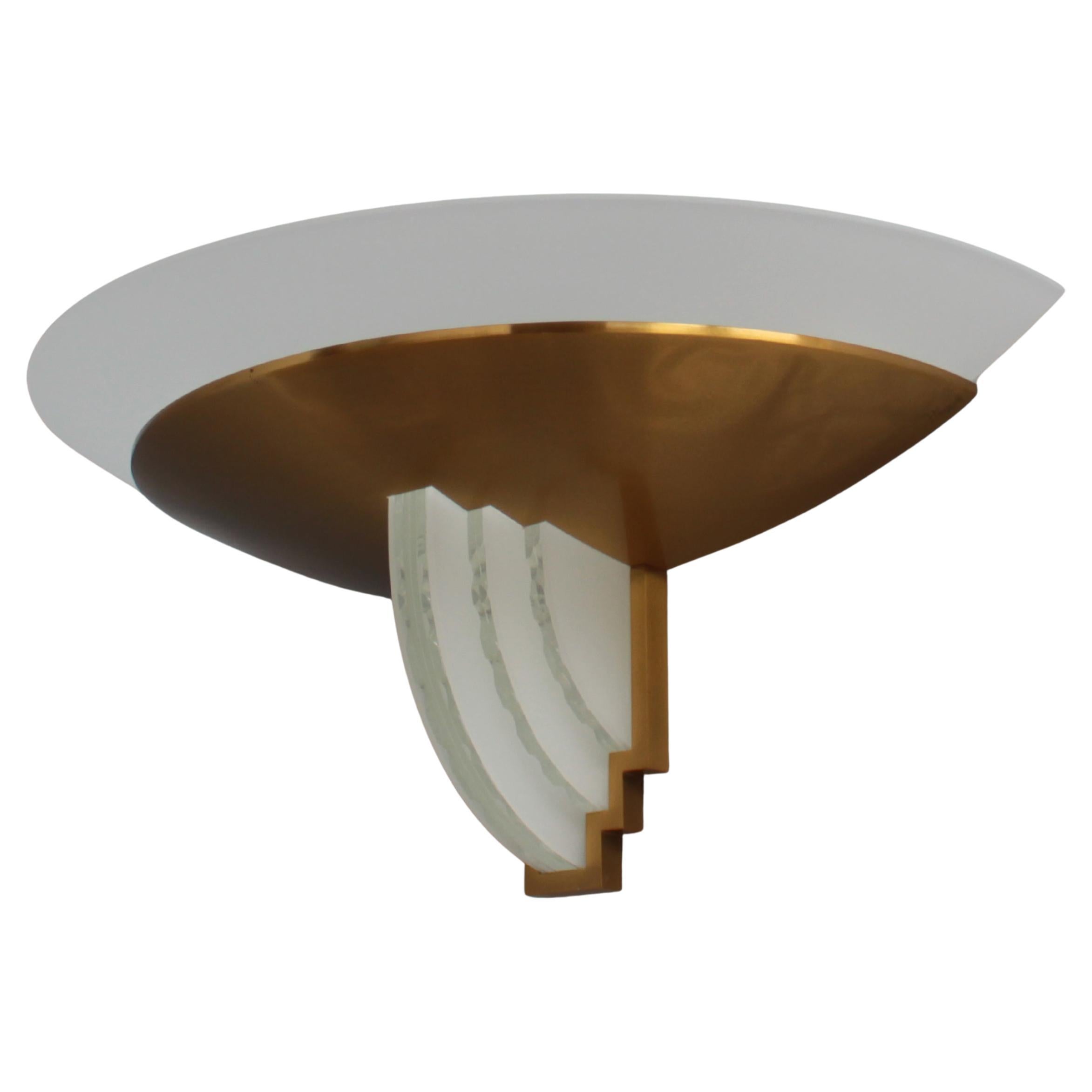 A Fine French Art Deco Bronze and Cut Glass Sconce by Perzel For Sale