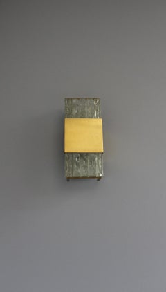 Fine French Art Deco Bronze and Slabs Glass Sconce by Jean Perzel