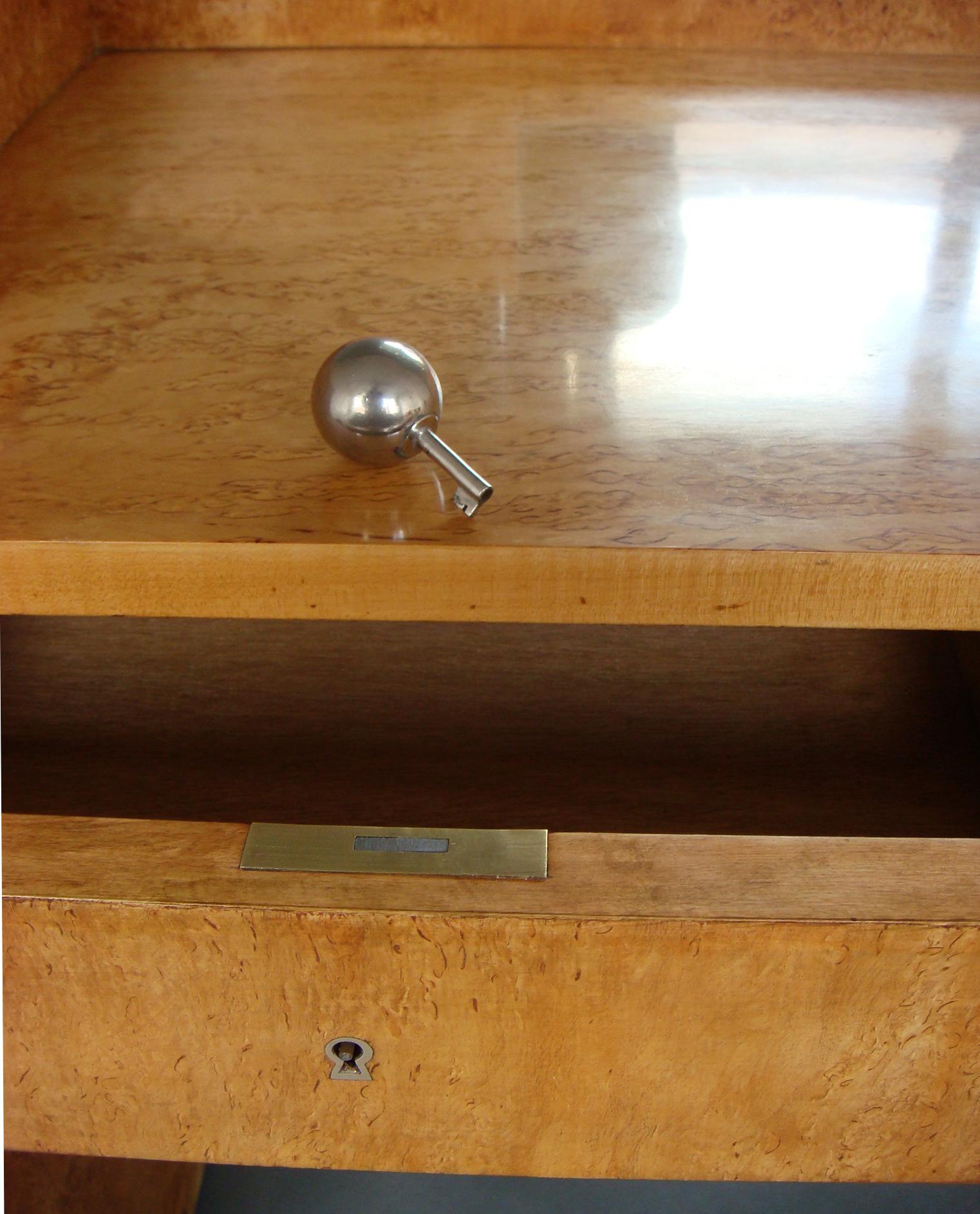 Chrome A Fine French Art Deco Burled Birch Vanity For Sale
