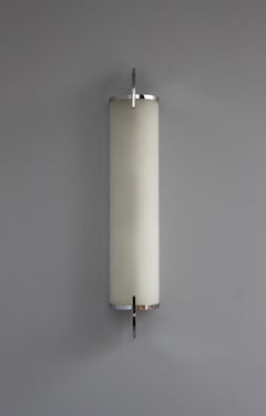 Fine French Art Deco Chrome and Glass Sconce by Perzel