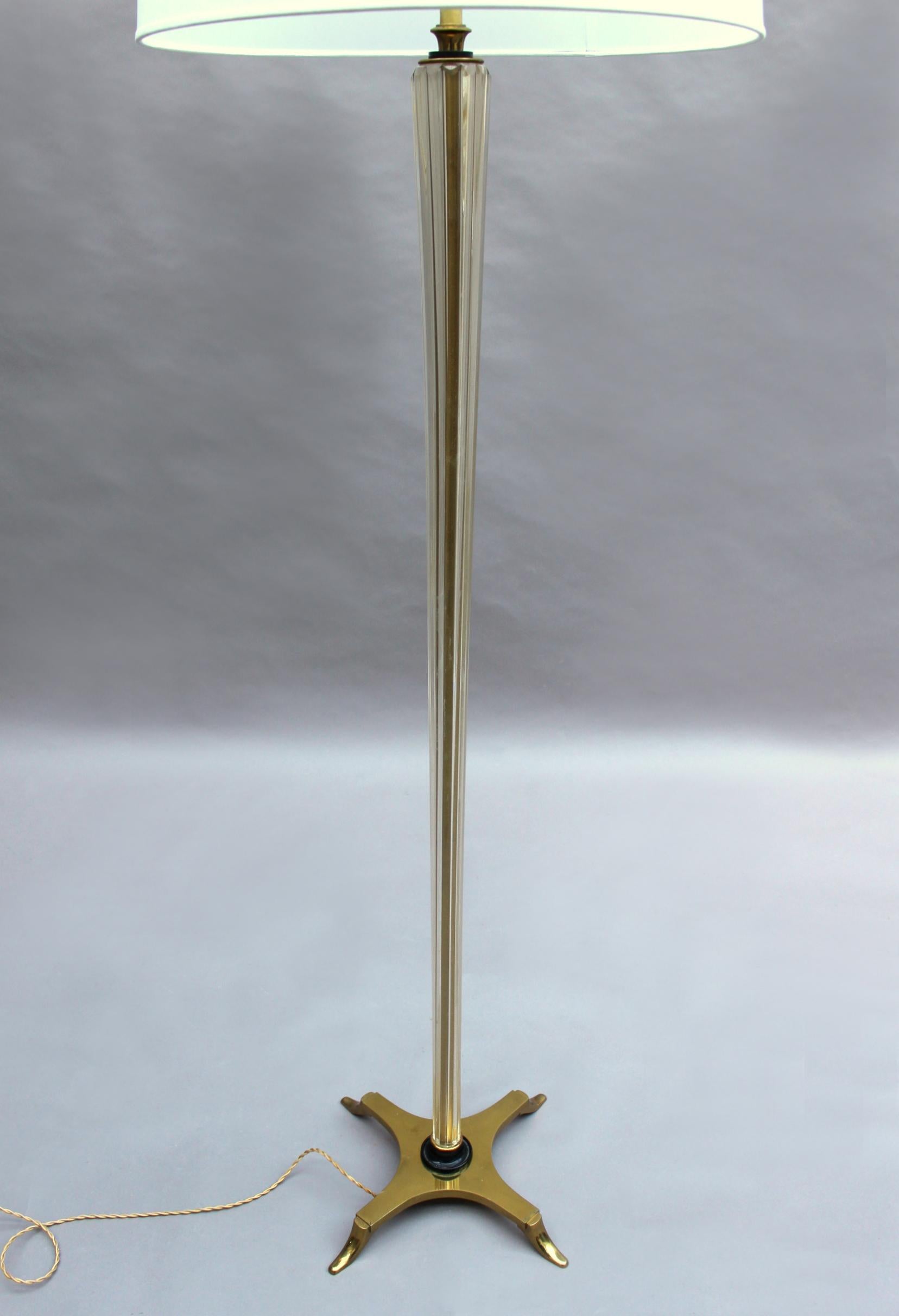 Mid-20th Century Fine French Art Deco Glass and Bronze Floor Lamp For Sale