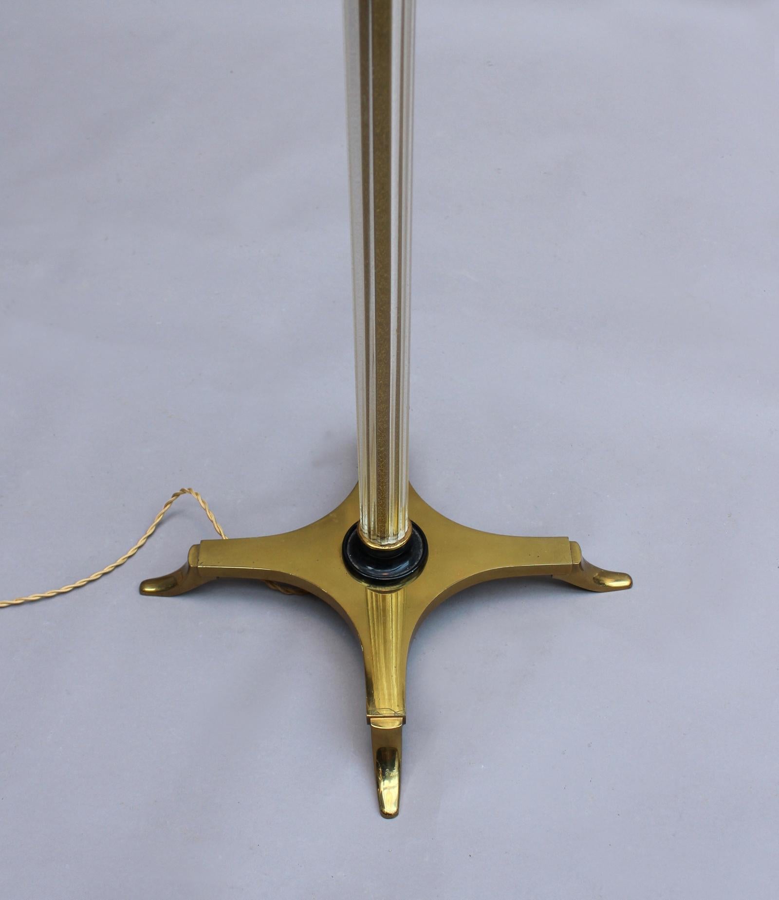 Fine French Art Deco Glass and Bronze Floor Lamp For Sale 4
