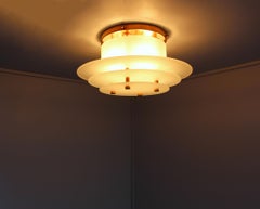 Französische Einbaubeleuchtung im Art-déco-Stil aus Glas und Bronze von Perzel