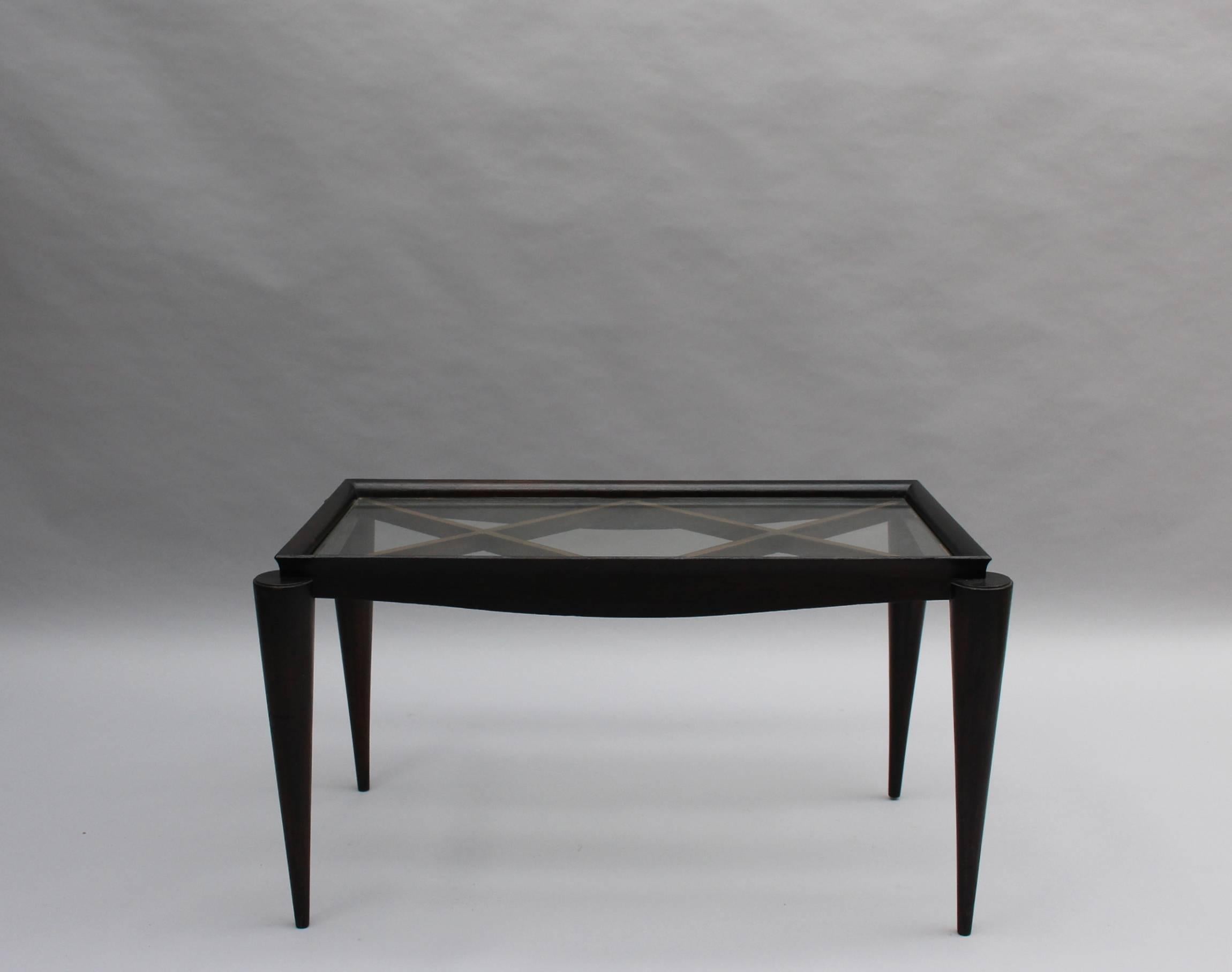 Blackened Fine French Art Deco Lacquered Coffee Table by Maxime Old For Sale