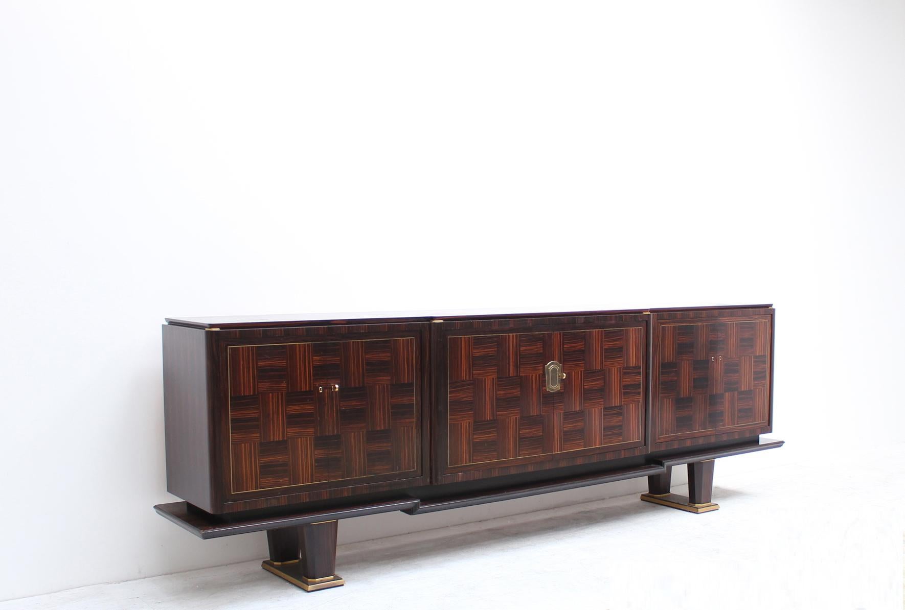 Fine French Art Deco Macassar Ebony Sideboard by Dominique In Good Condition In Long Island City, NY