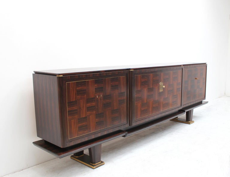Mid-20th Century Fine French Art Deco Macassar Ebony Sideboard by Dominique For Sale