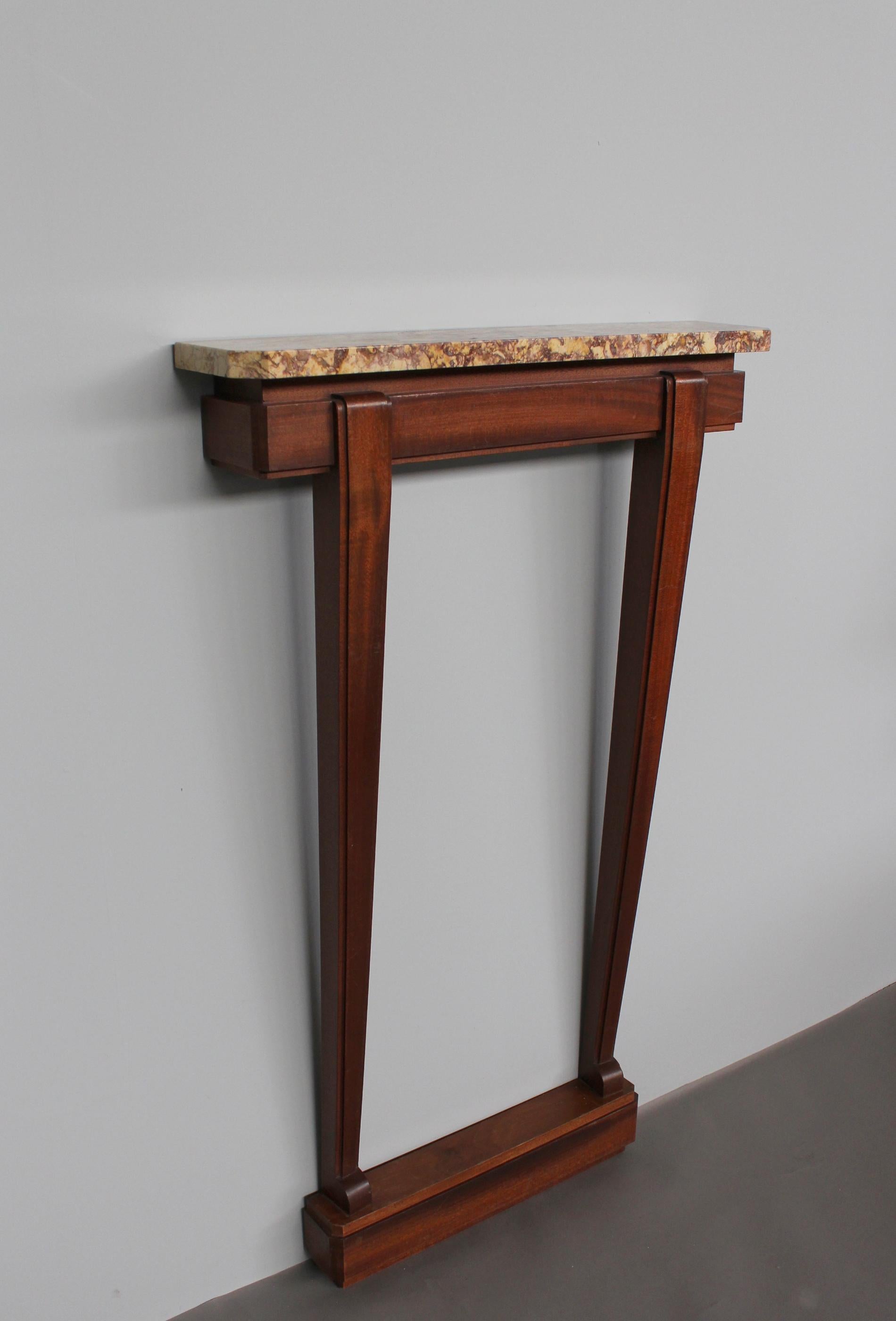 Art Deco A Fine French 1930s Mahogany Console with a Marble Top