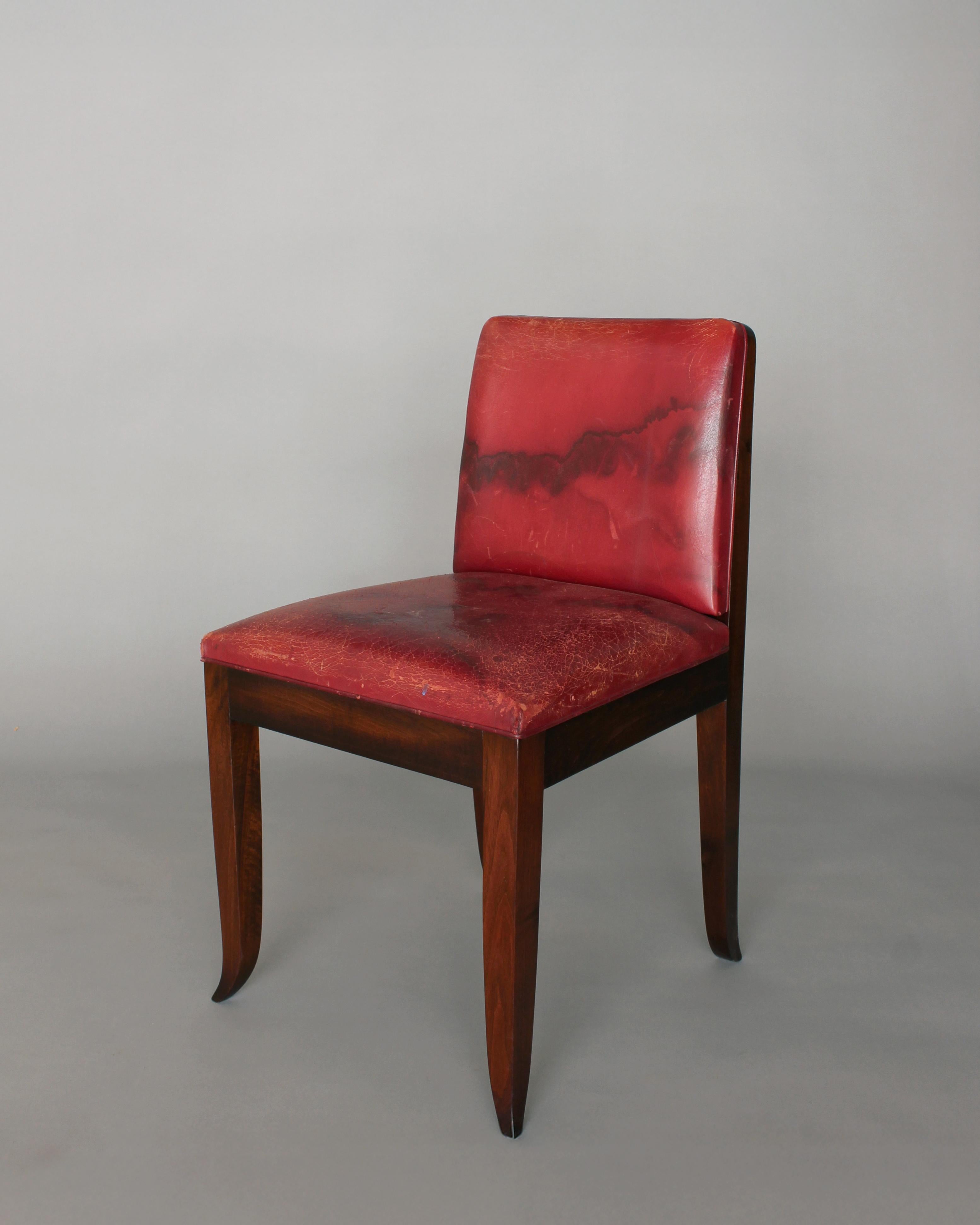A Fine French Art Deco Mahogany Side Chairs In Good Condition In Long Island City, NY