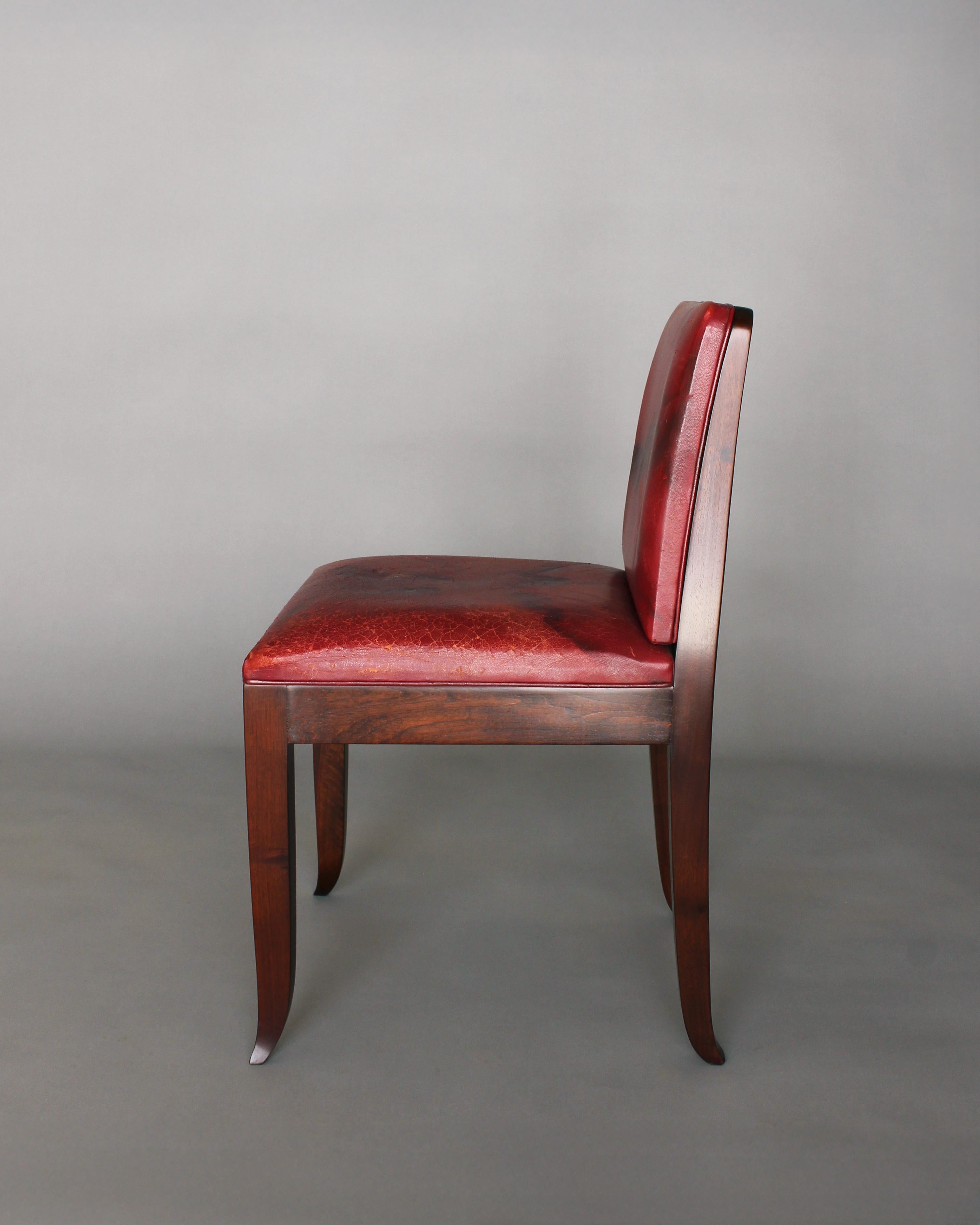 Mid-20th Century A Fine French Art Deco Mahogany Side Chairs