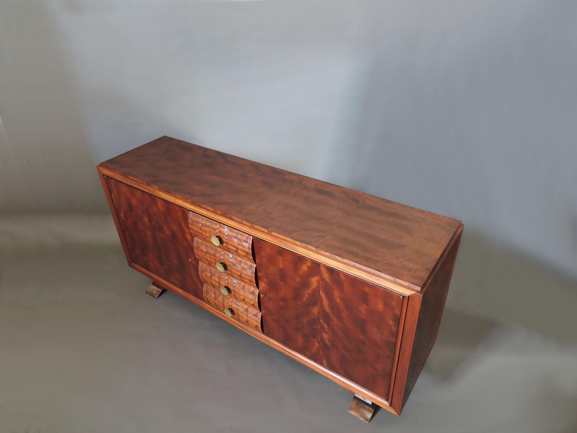 Mid-20th Century Fine French Art Deco Mahogany Sideboard by Albert Guenot for 