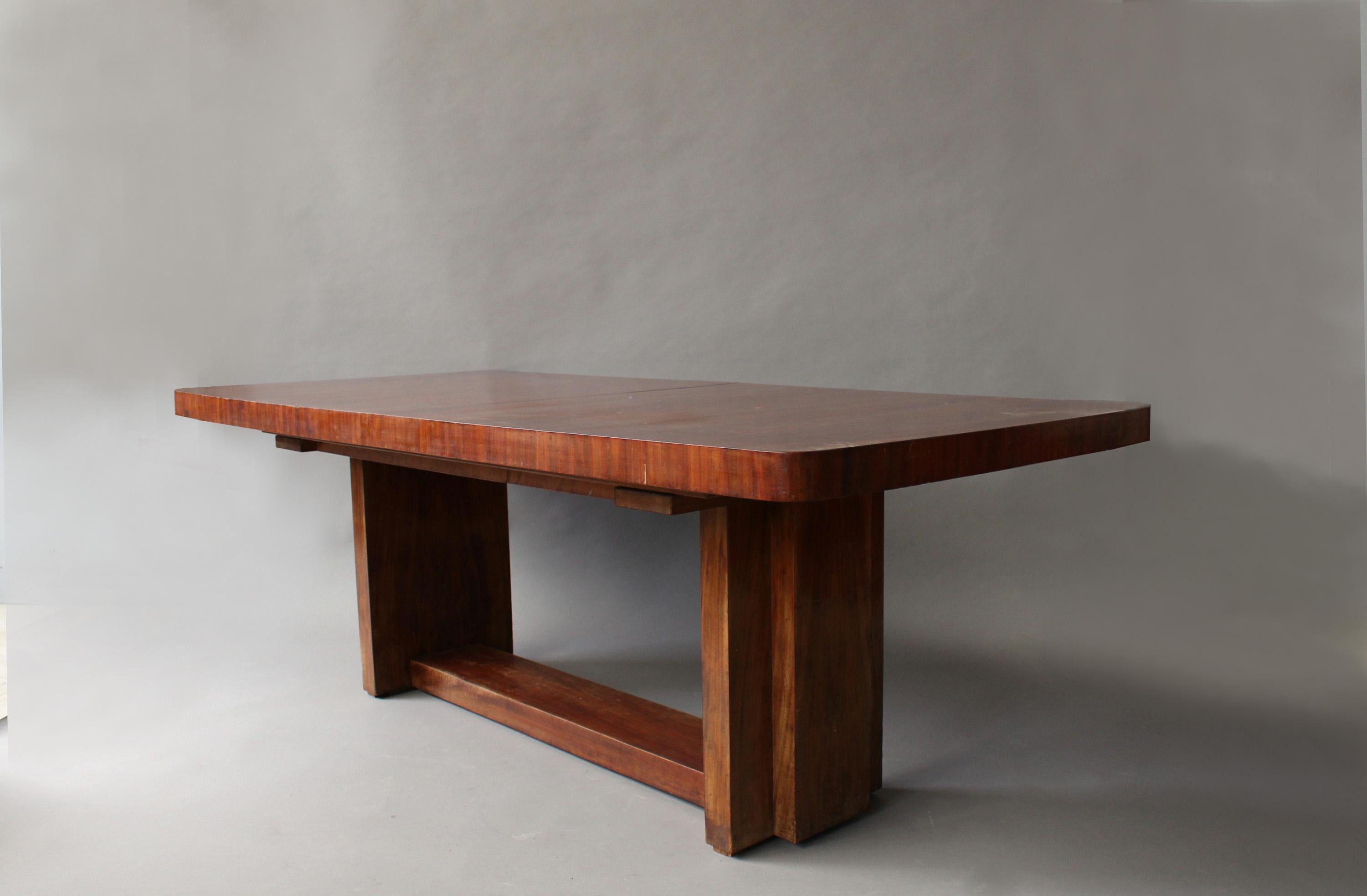 Mid-20th Century A Fine French Art Deco Modernist Mahogany Dining Table 