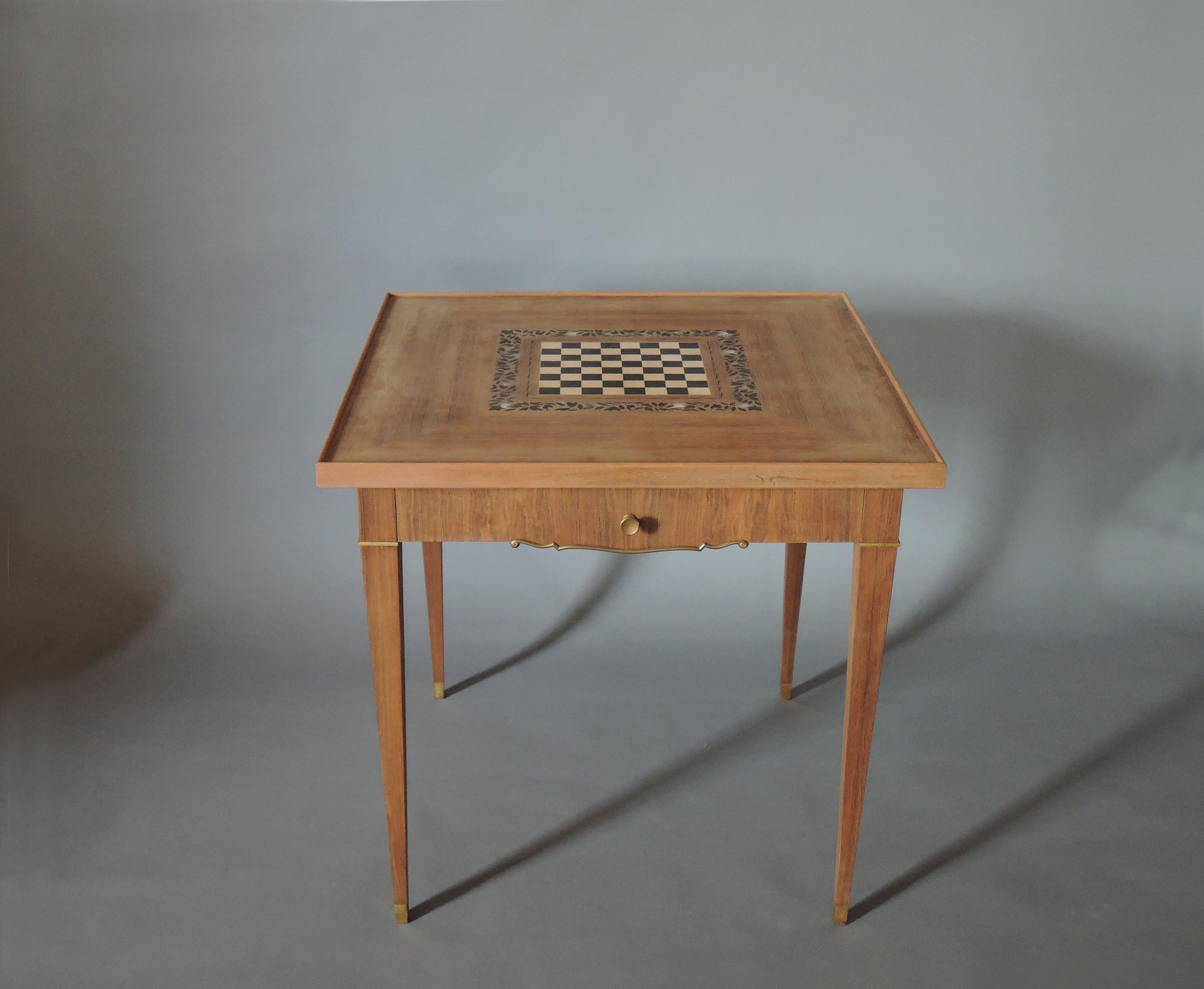 Fine French Art Deco Palisander Game Table by Jules Leleu For Sale 2