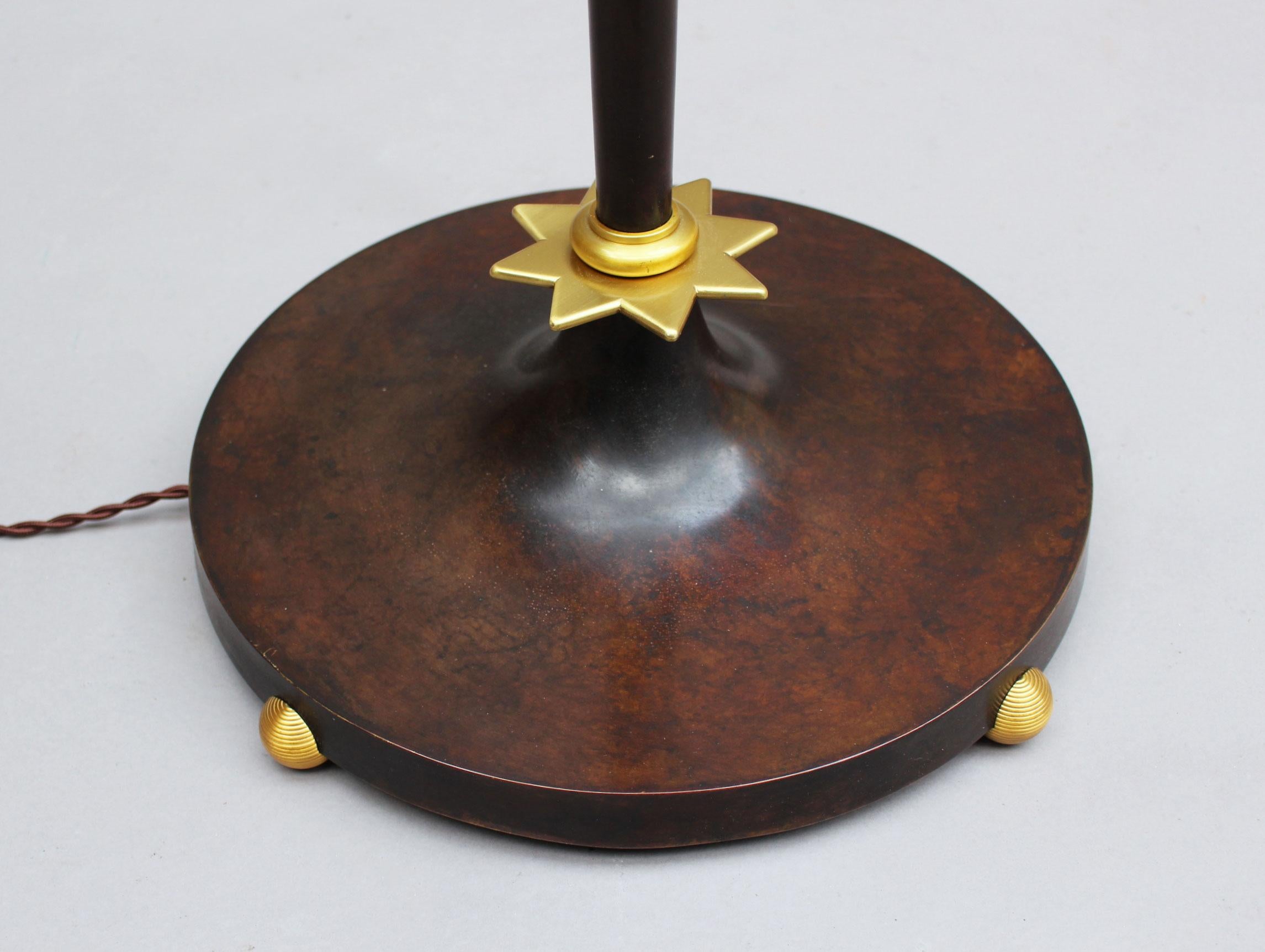 Fine French Art Deco Patinated Brass Floor Lamp 9