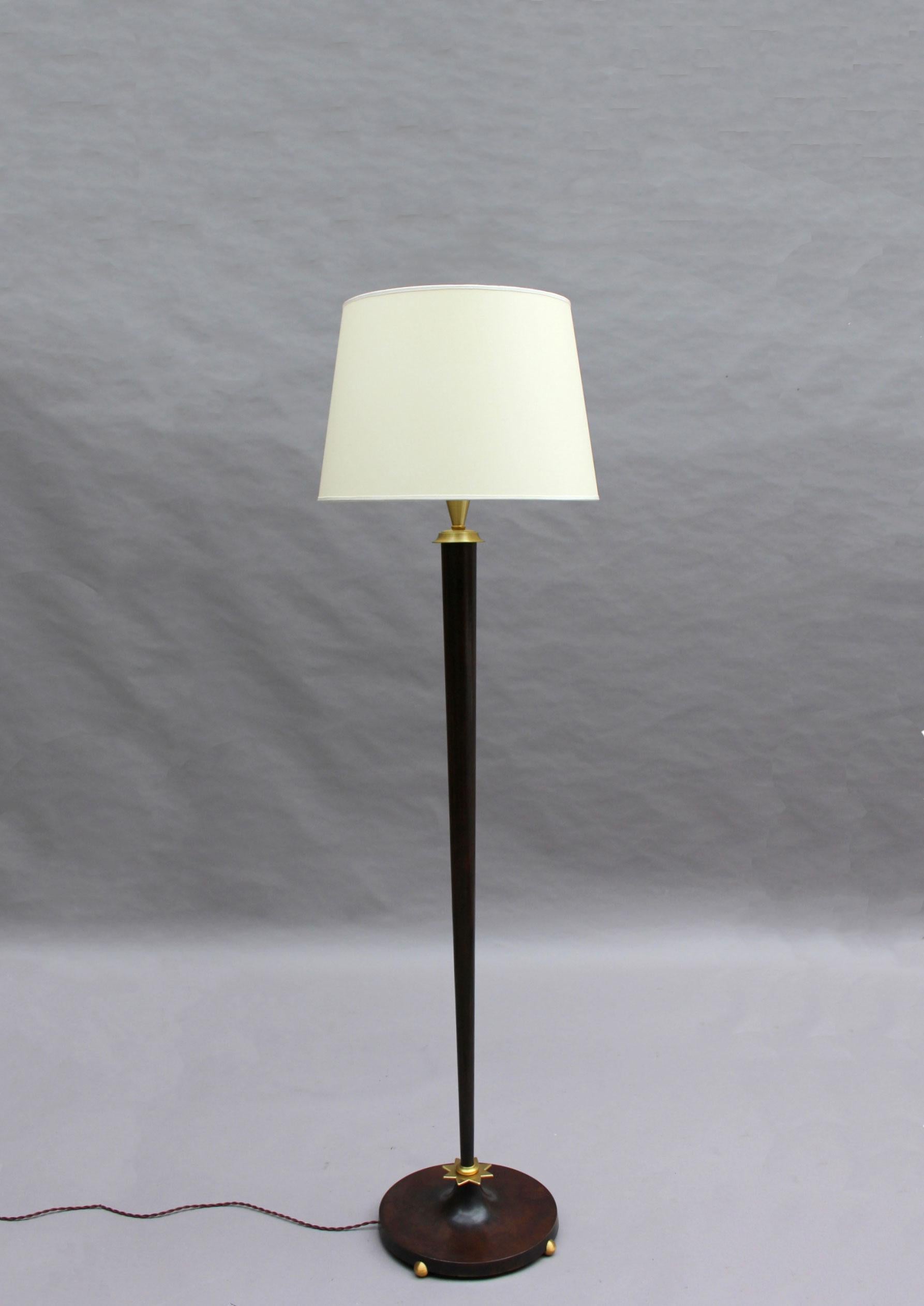 Fine French Art Deco Patinated Brass Floor Lamp In Good Condition In Long Island City, NY
