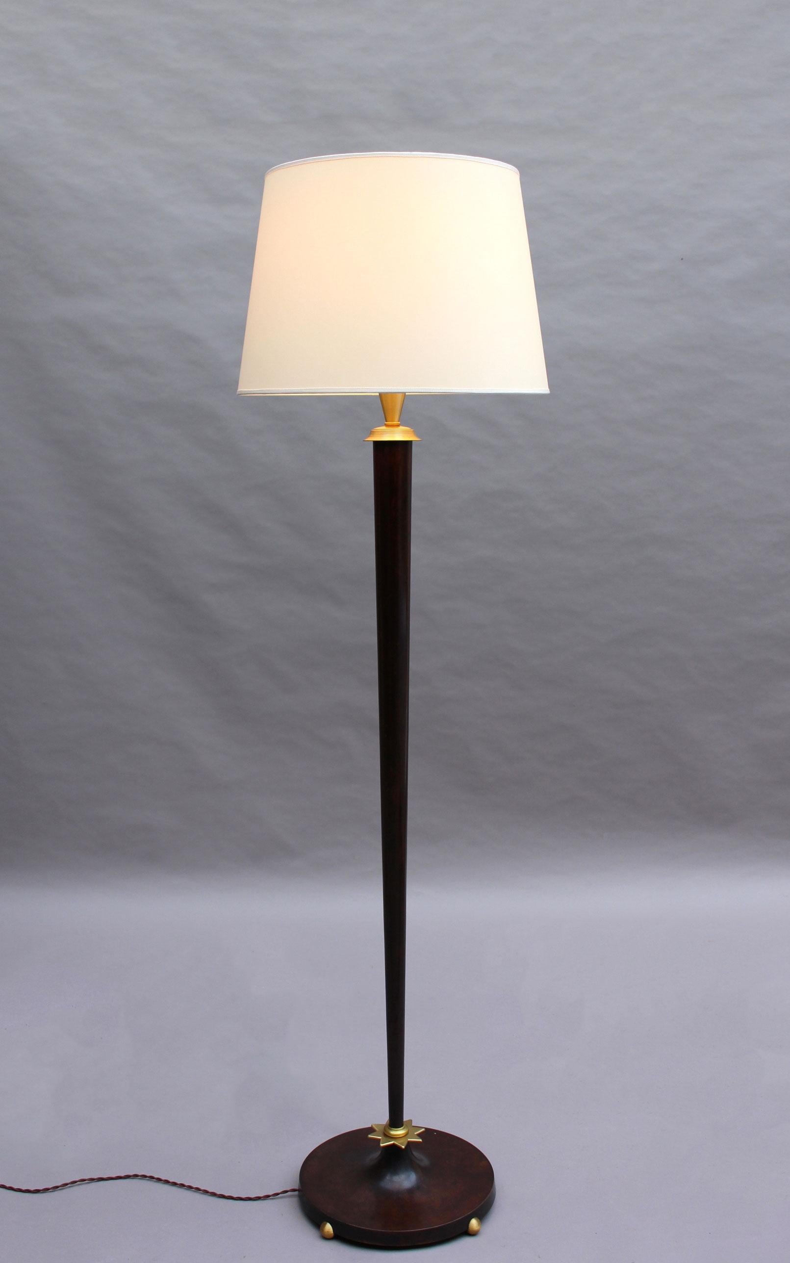 Mid-20th Century Fine French Art Deco Patinated Brass Floor Lamp